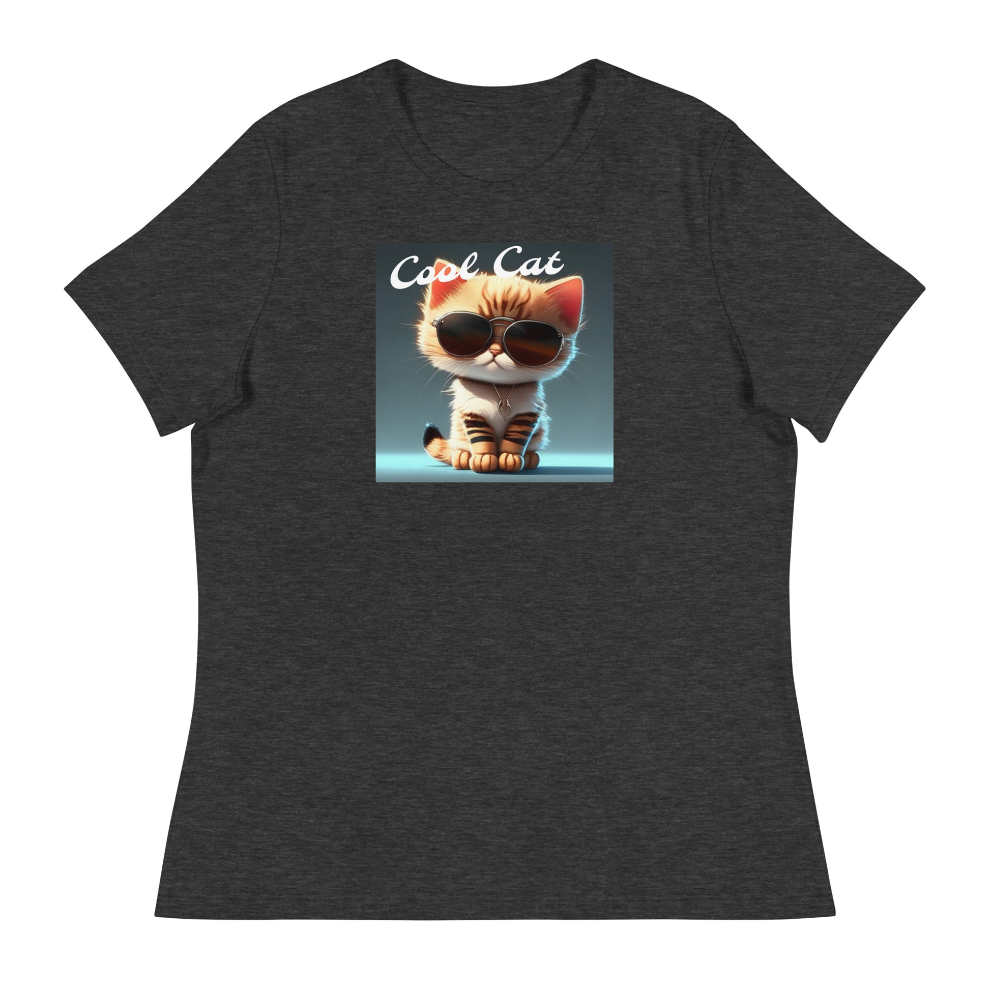 Cool Cat Women's Funny T-Shirt Dark Grey Heather