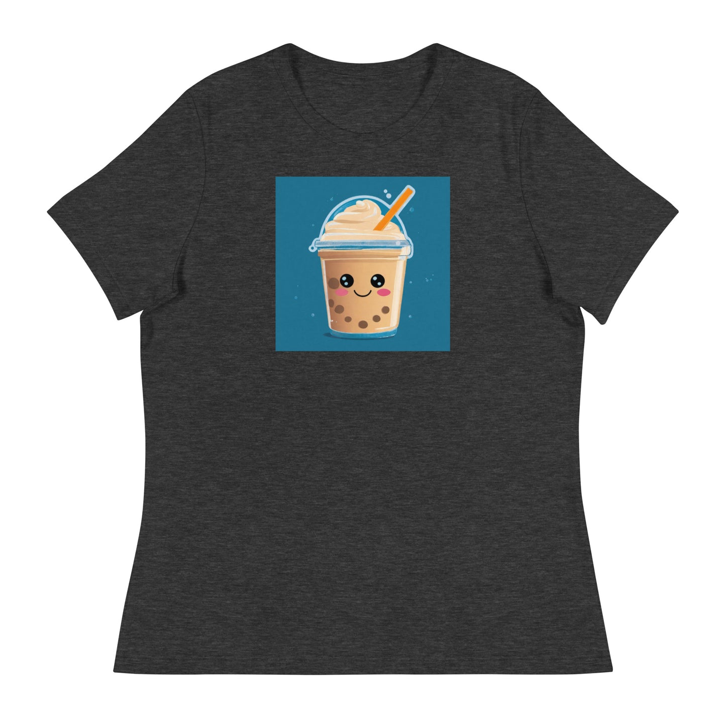 Boba Bubble Milk Tea Women's Funny Graphic Tee Dark Grey Heather