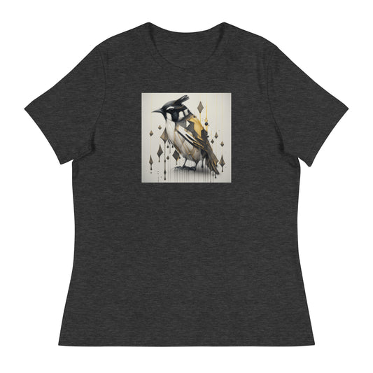 Geometric Chickadee Bird Women's Graphic Tee Dark Grey Heather