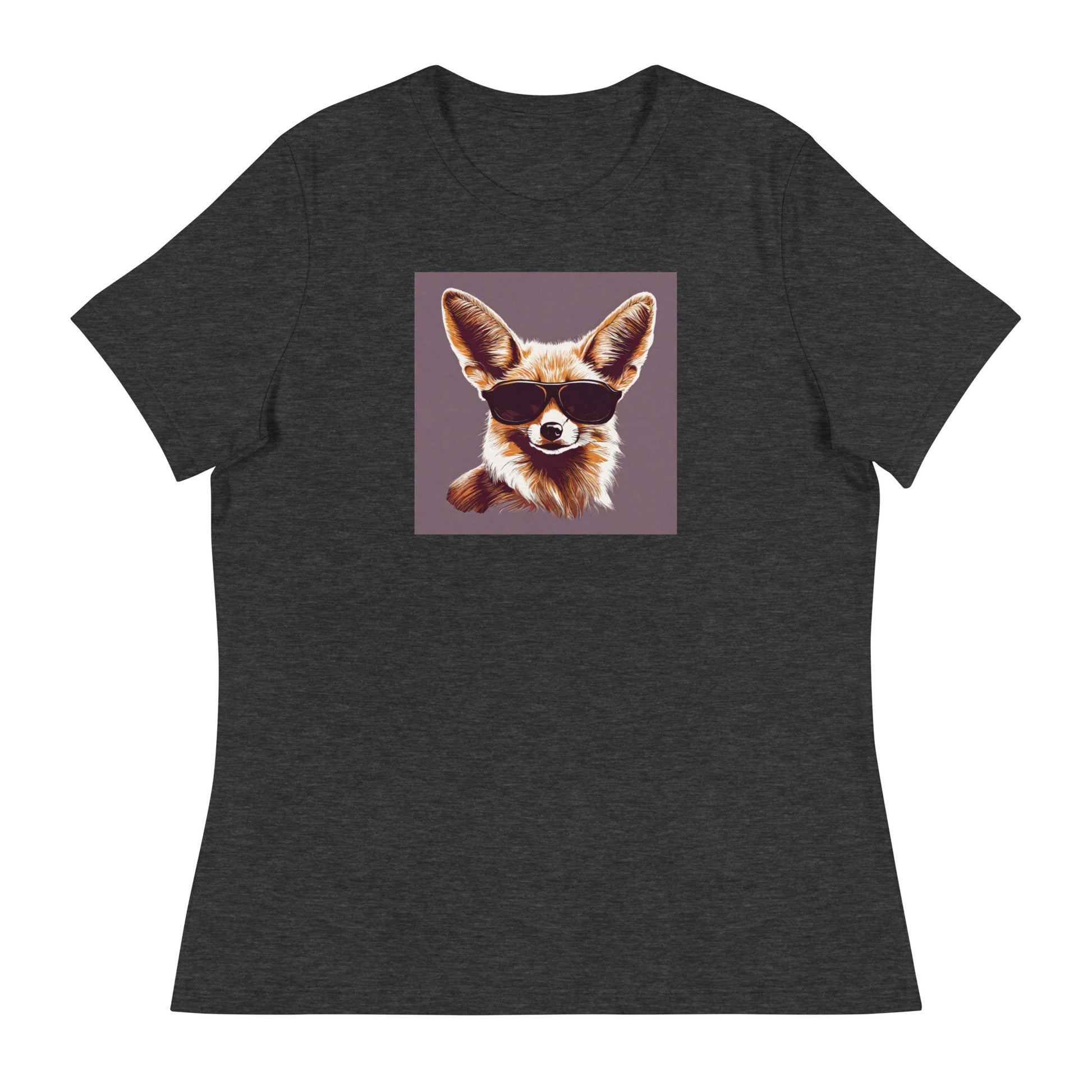 Fennec Fox in Shades Women's Animal Lover T-Shirt Dark Grey Heather