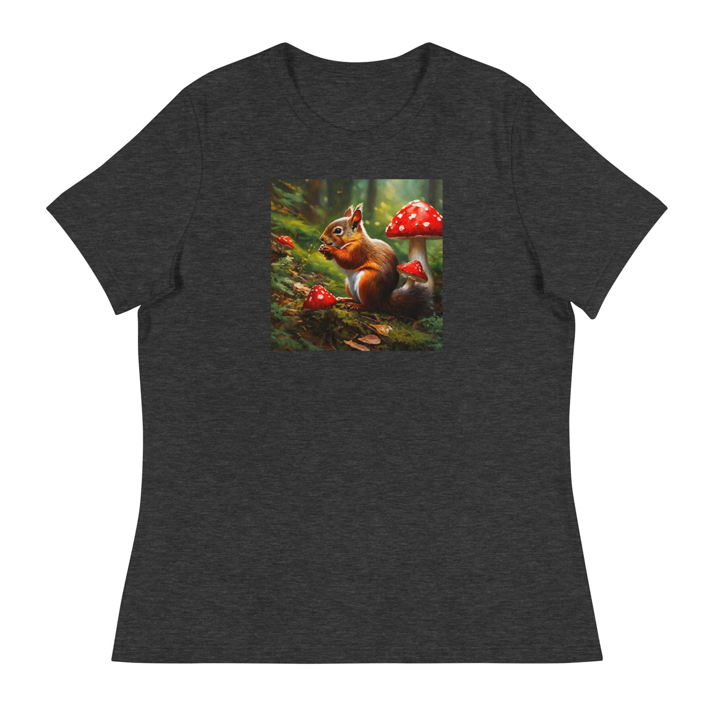 Forest Squirrel Women's Animal Lover T-Shirt Dark Grey Heather