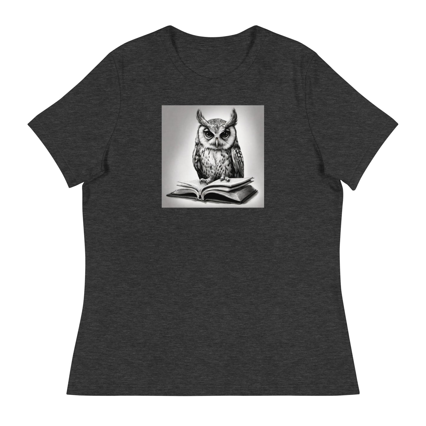 Booksmart Owl Women's Book Lover T-Shirt Dark Grey Heather