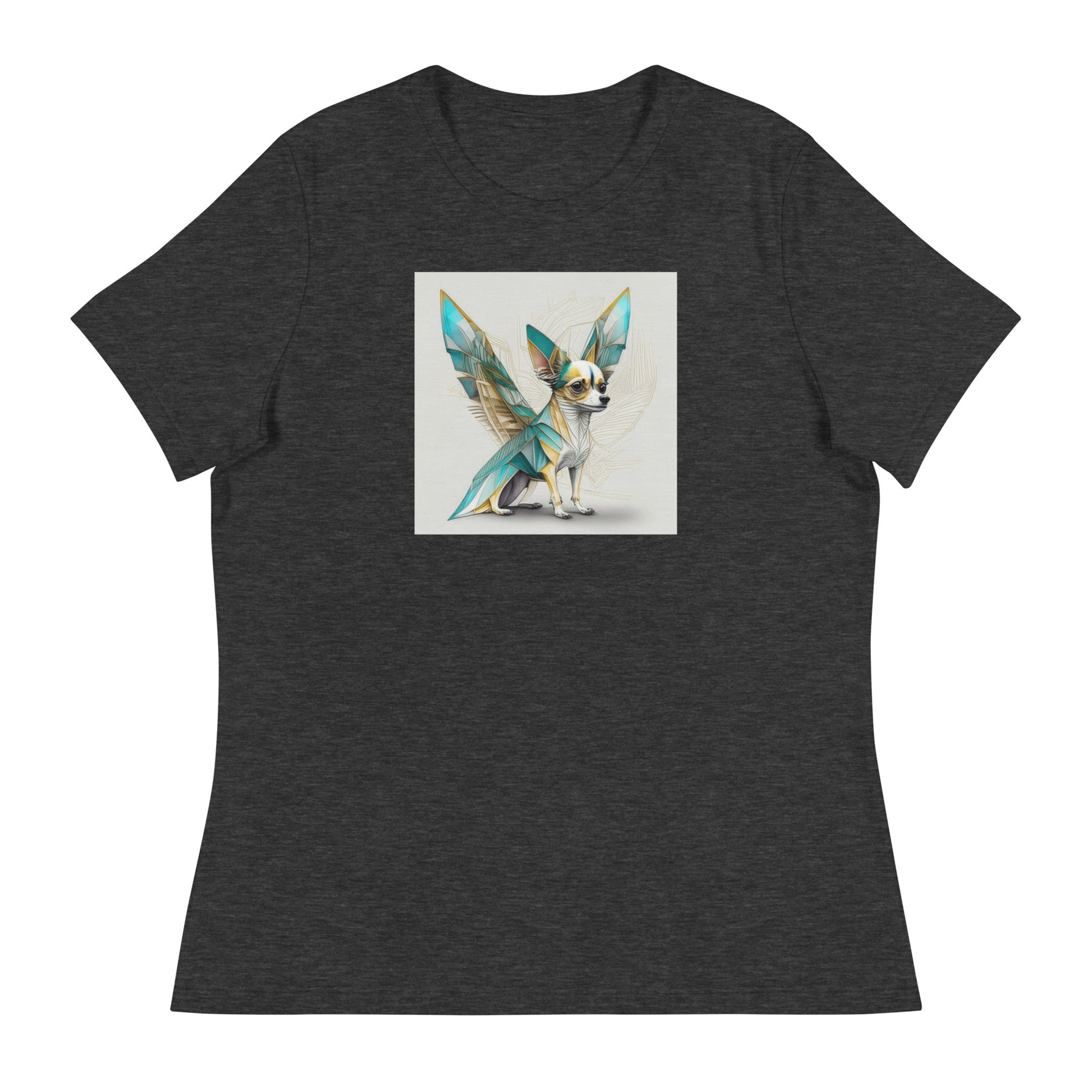 Chihuahua with Wings Women's Dog Lover T-Shirt Dark Grey Heather