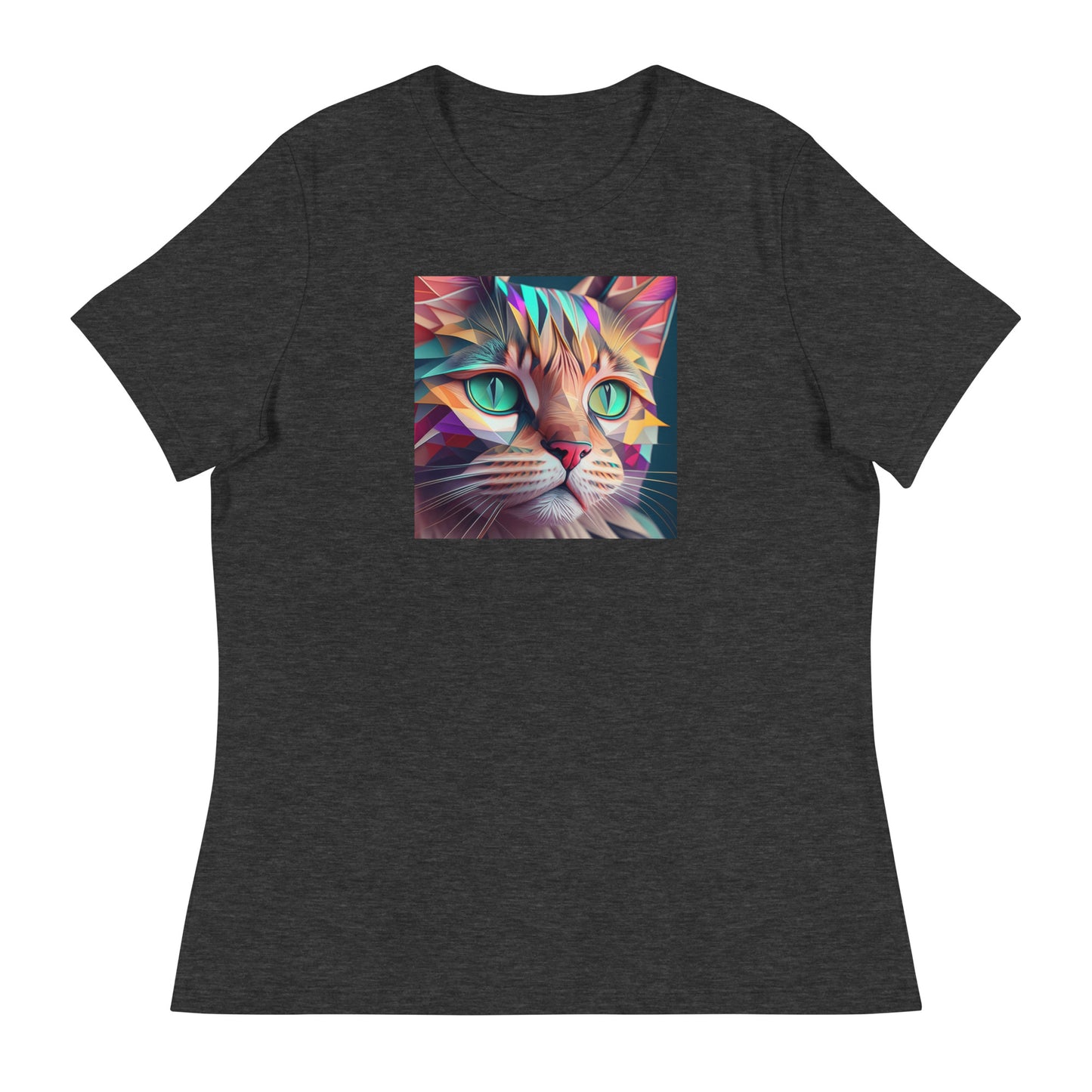 Geometric Cat Women's Cat Lover T-Shirt Dark Grey Heather