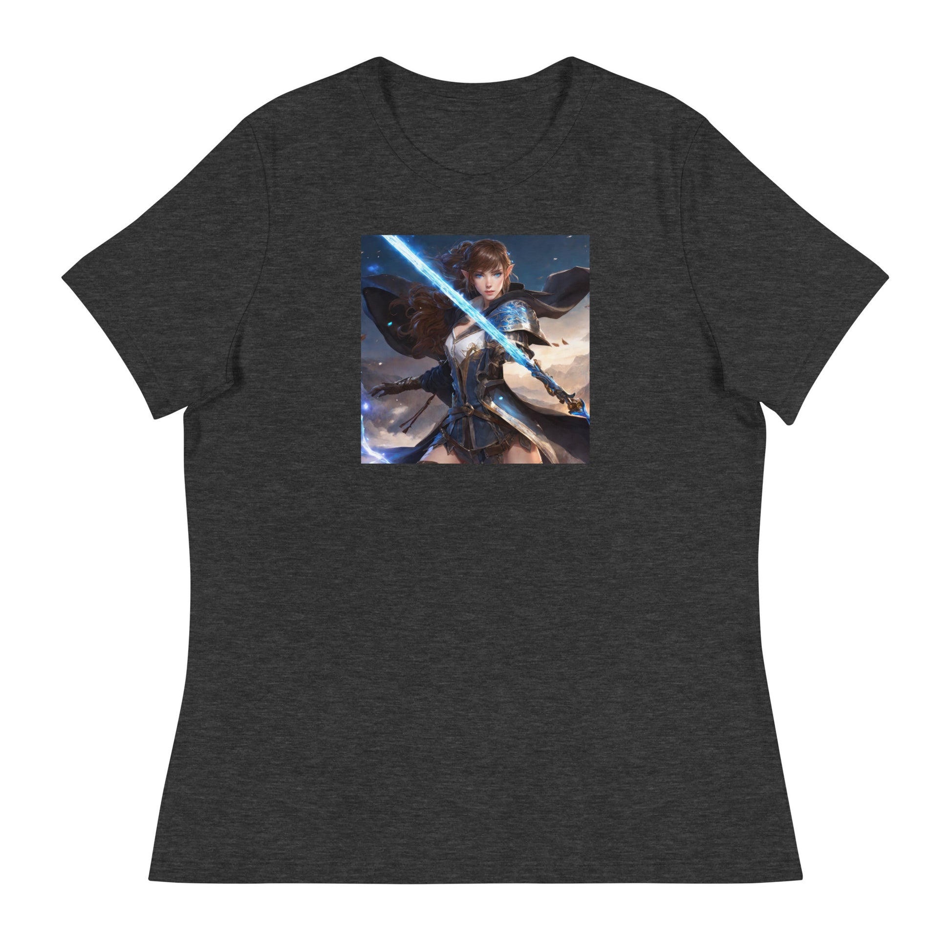 Elven Defender Women's Fantasy Anime T-Shirt Dark Grey Heather