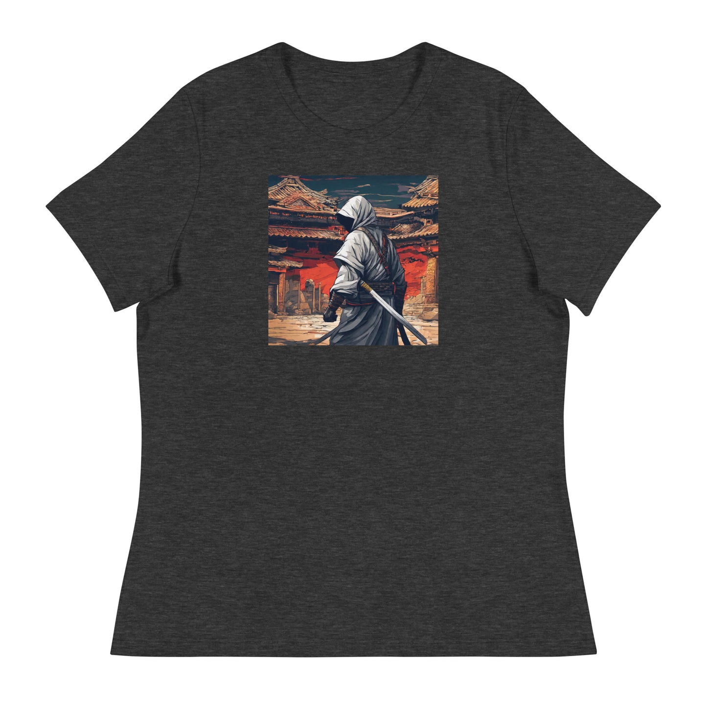 Shadowy Samurai Women's Anime T-Shirt Dark Grey Heather