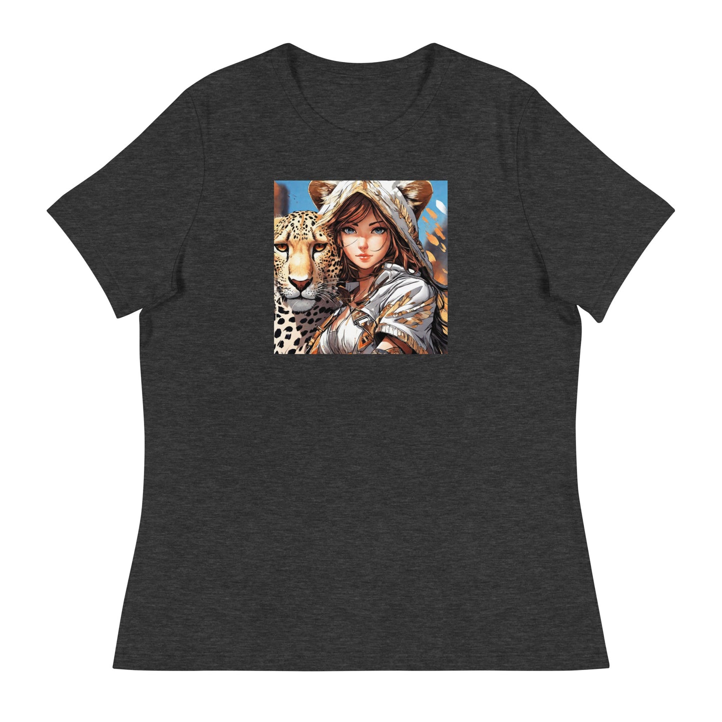 Leopard Queen Women's Anime T-Shirt Dark Grey Heather