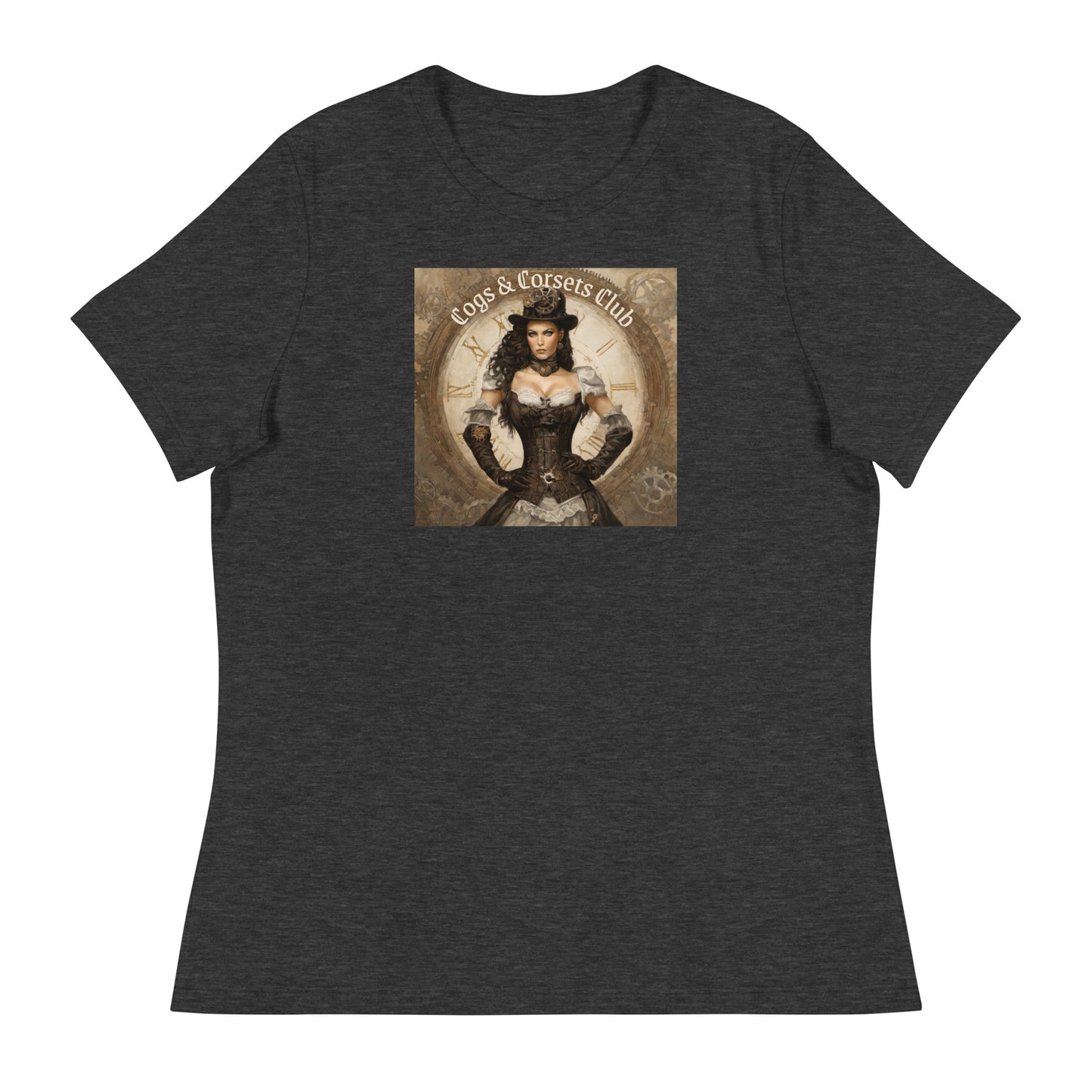 Cogs & Corsets Club Women's Steampunk T-Shirt Dark Grey Heather