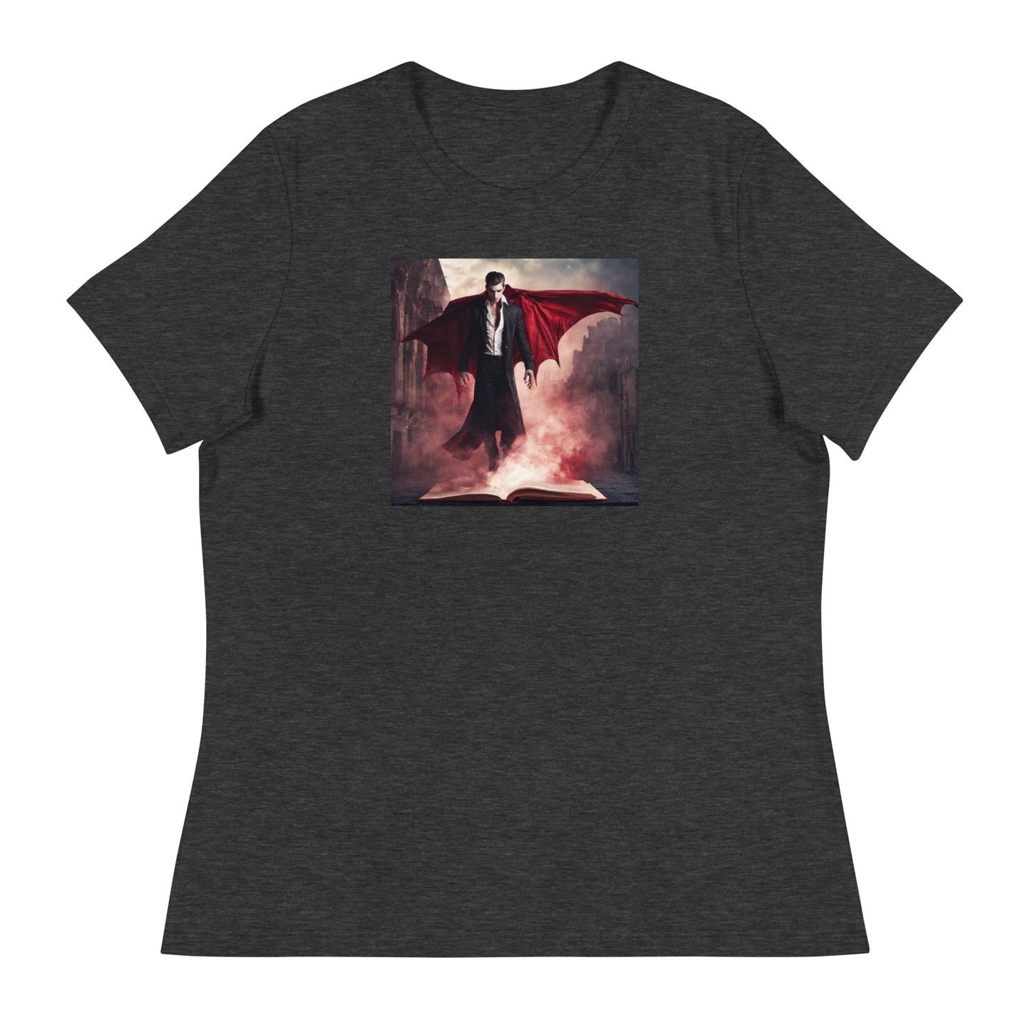 Women's Vampire Book Lover T-Shirt Dark Grey Heather