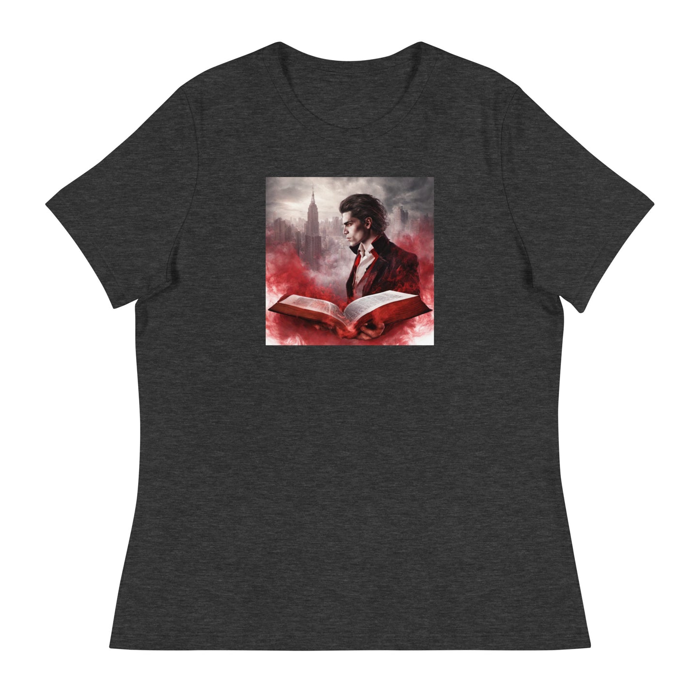 Women's Vampire Book Fan T-Shirt Dark Grey Heather