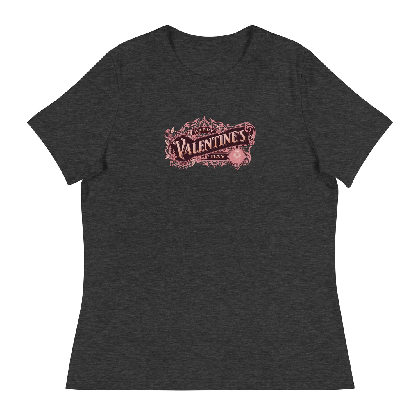 Women's Happy Valentine's Day T-Shirt Dark Grey Heather