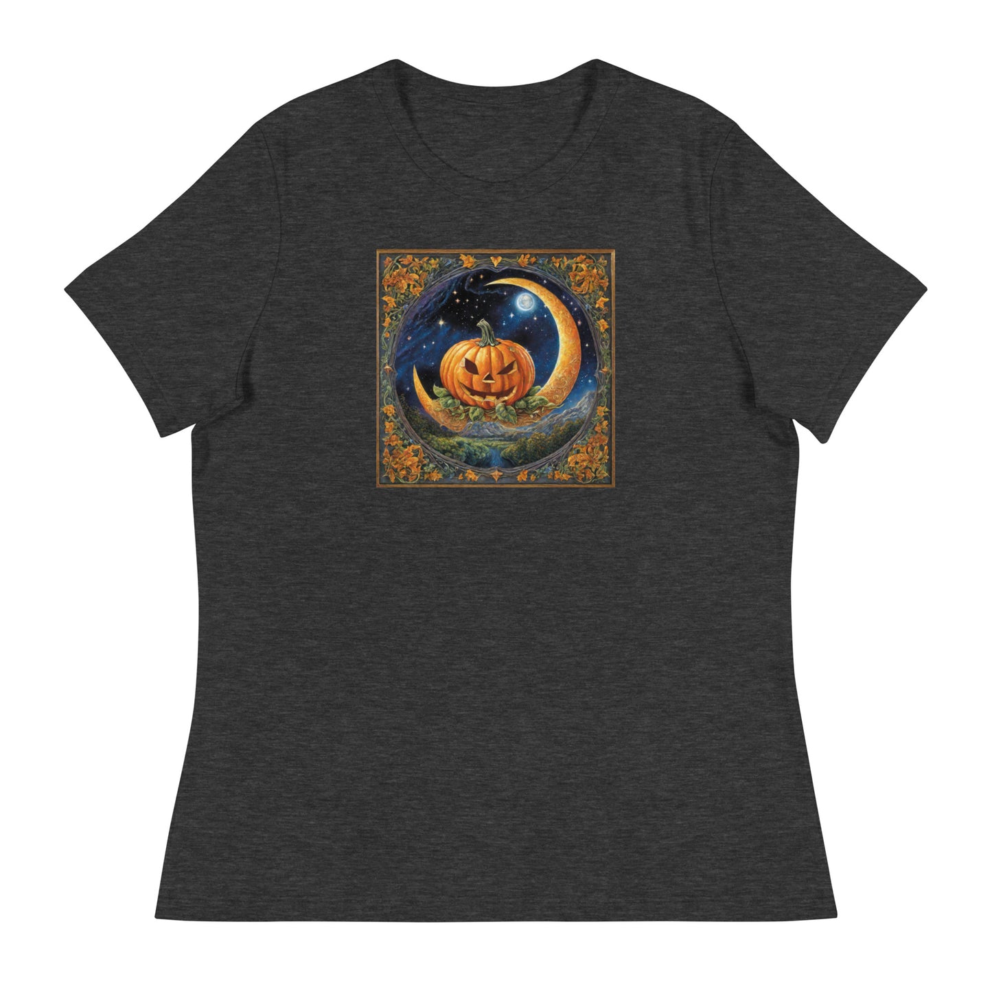 Jack O' Lantern Pumpkin Women's Halloween T-Shirt Dark Grey Heather