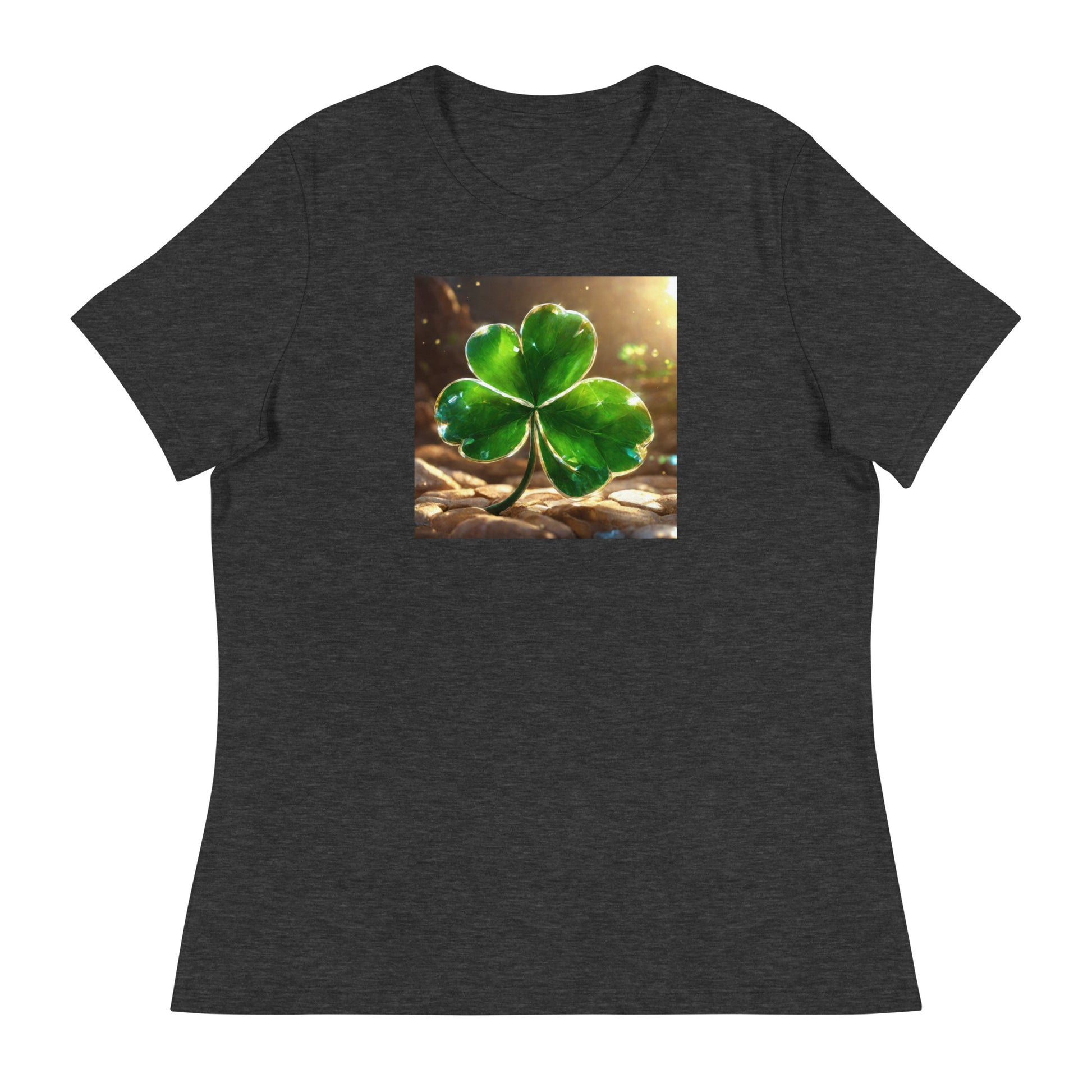 Lucky Four Leaf Clover Women's St Patrick's Day T-Shirt Dark Grey Heather