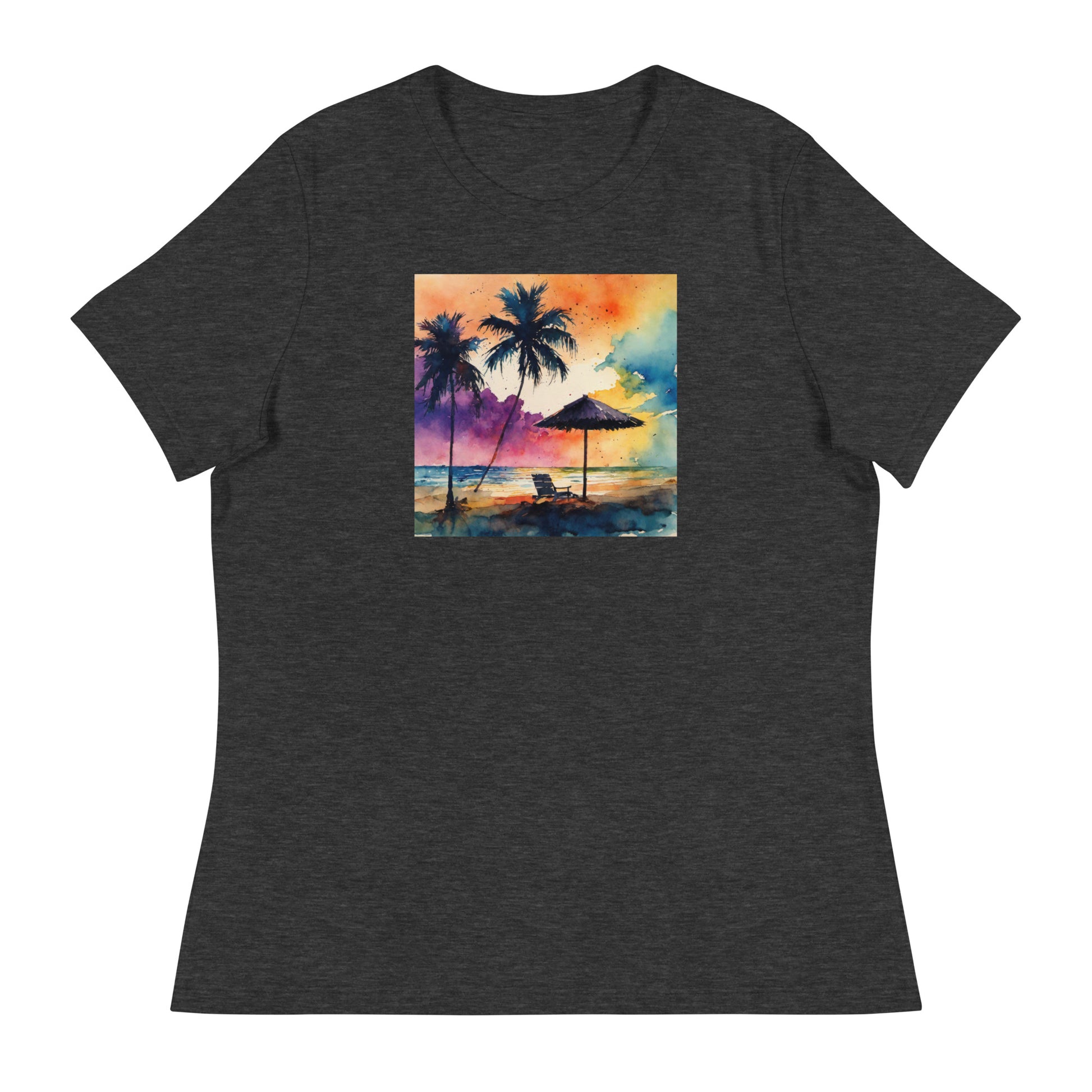 Beautiful Summer Paradise Women's Beach T-Shirt Dark Grey Heather