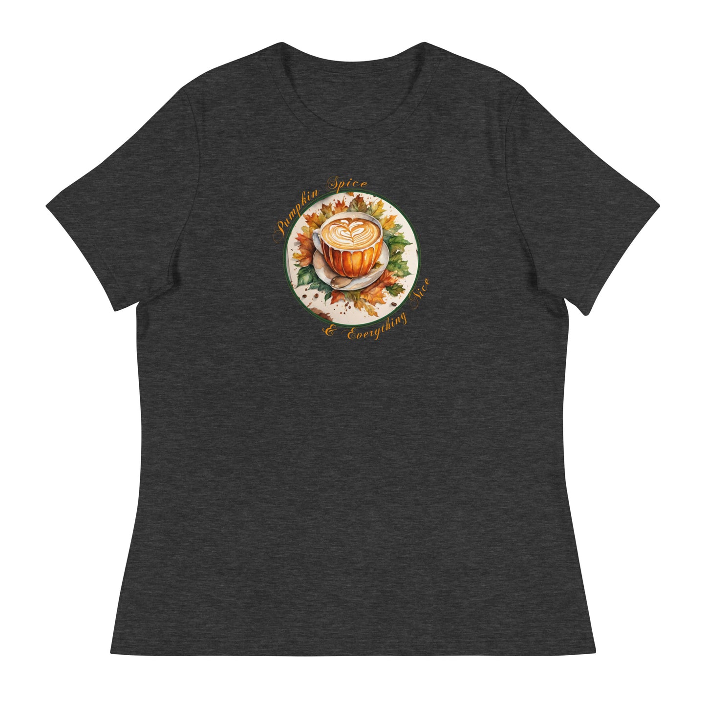 Pumpkin Spice & Everything Nice Women's Fall T-Shirt Dark Grey Heather