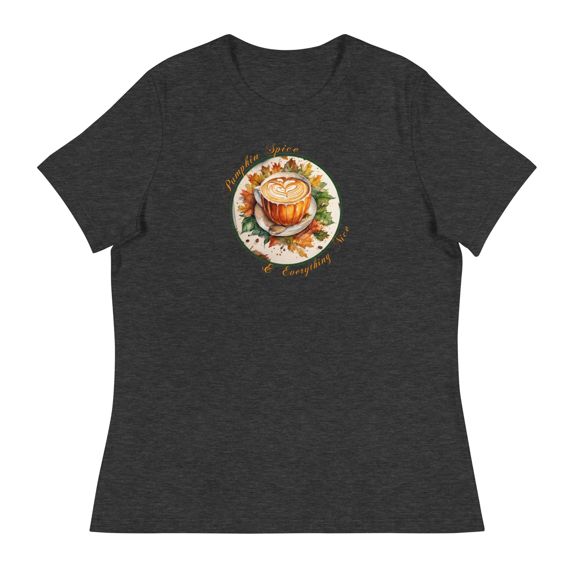 Pumpkin Spice & Everything Nice Women's Fall T-Shirt Dark Grey Heather