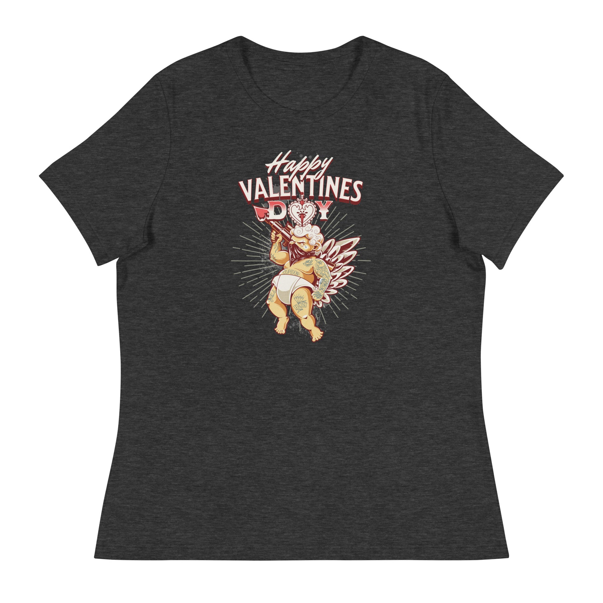 Inked Cupid Women's Valentine's Day T-Shirt Dark Grey Heather