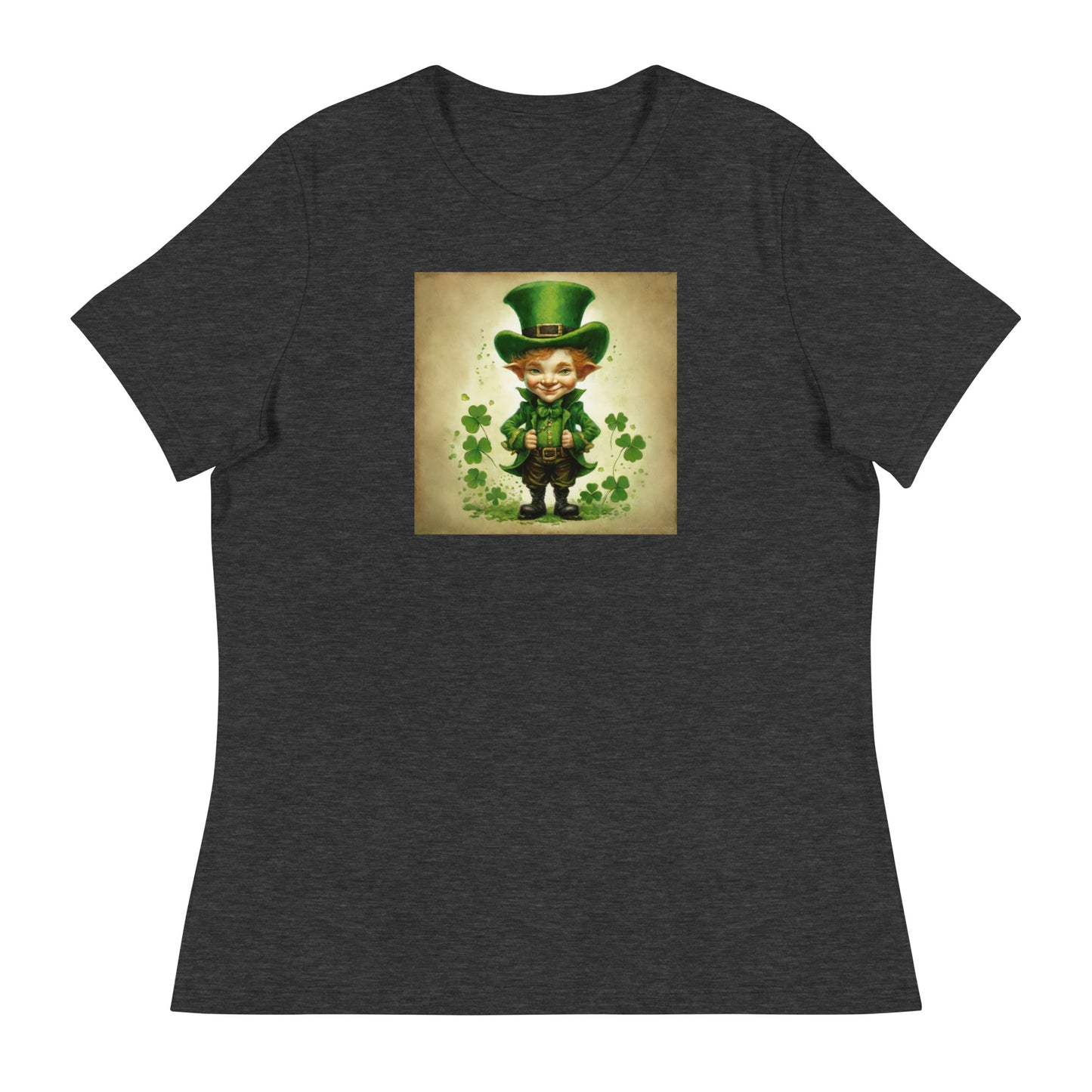 Cute Leprechaun Women's St Patrick's Day T-Shirt Dark Grey Heather