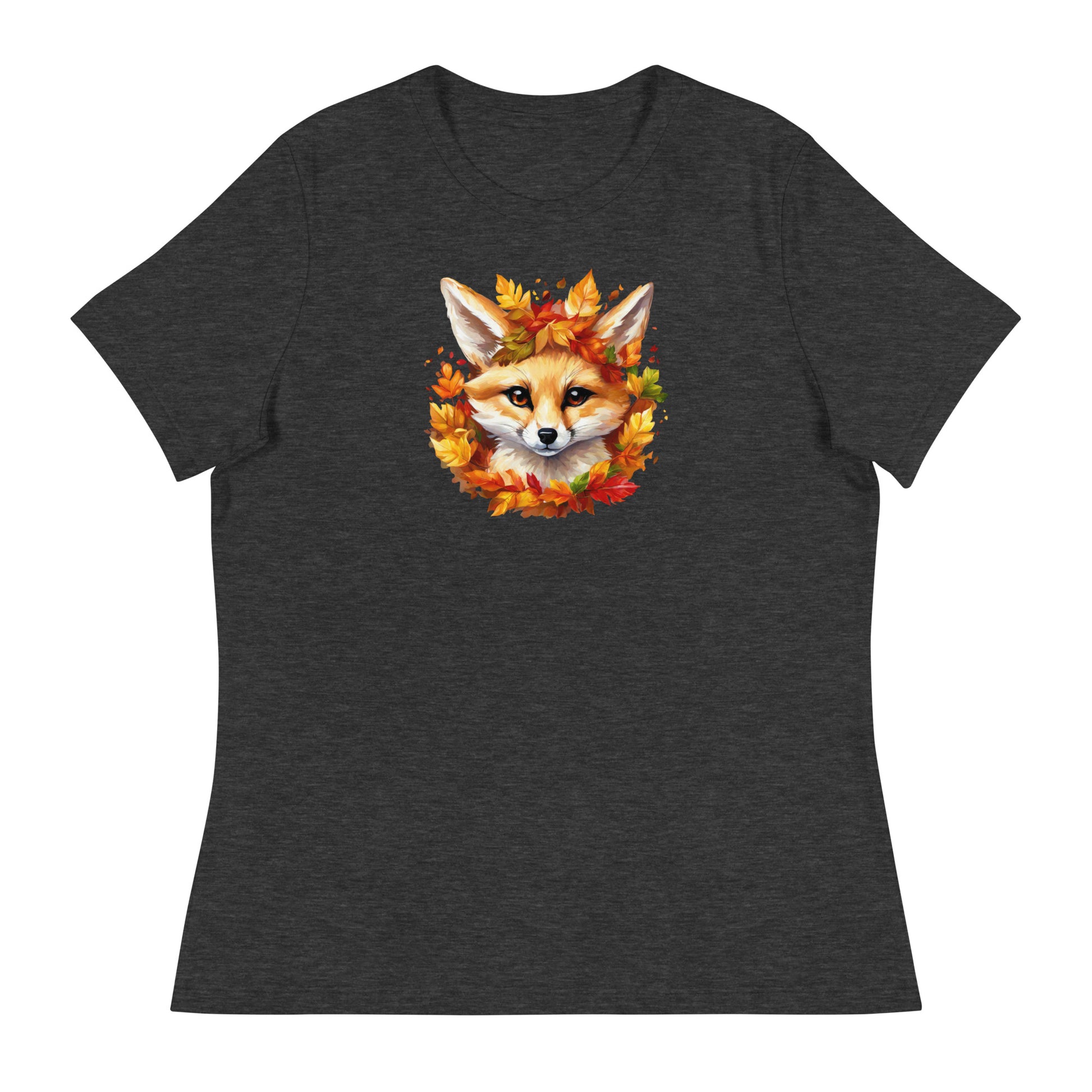 Autumn Fennec Fox Women's Fall T-Shirt Dark Grey Heather