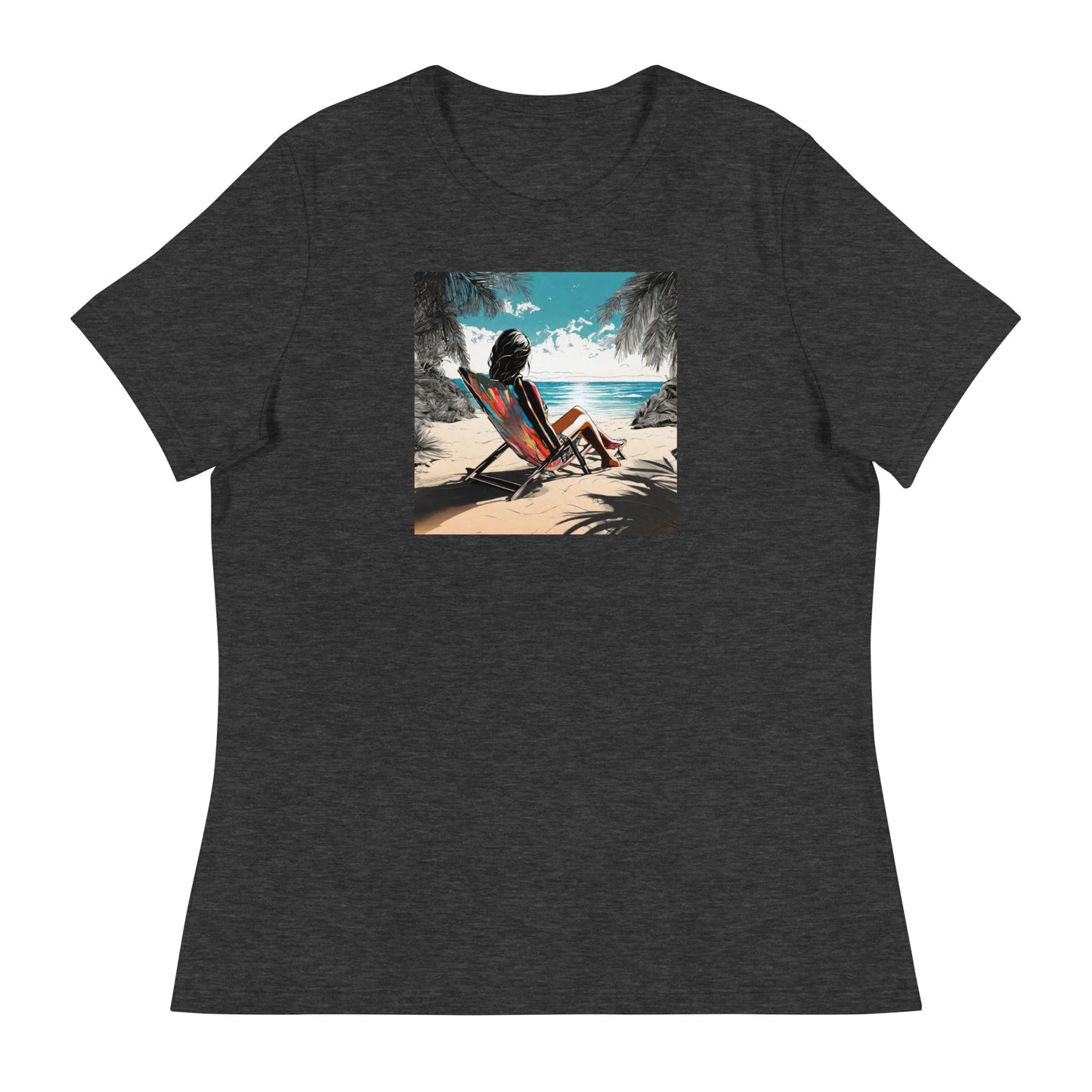 Relaxing on the Beach Women's Summer T-Shirt Dark Grey Heather