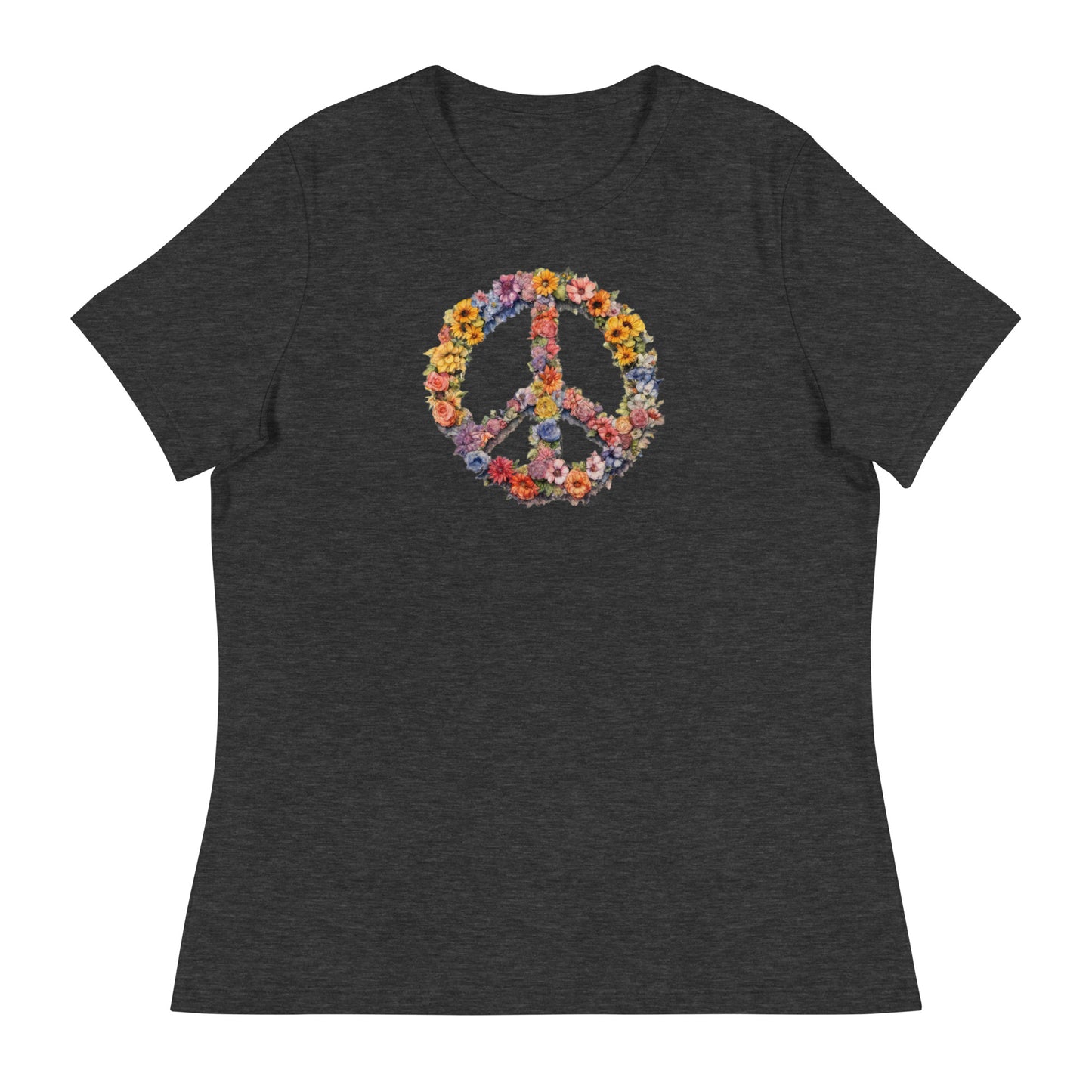 Flower Peace Sign Women's T-Shirt Dark Grey Heather