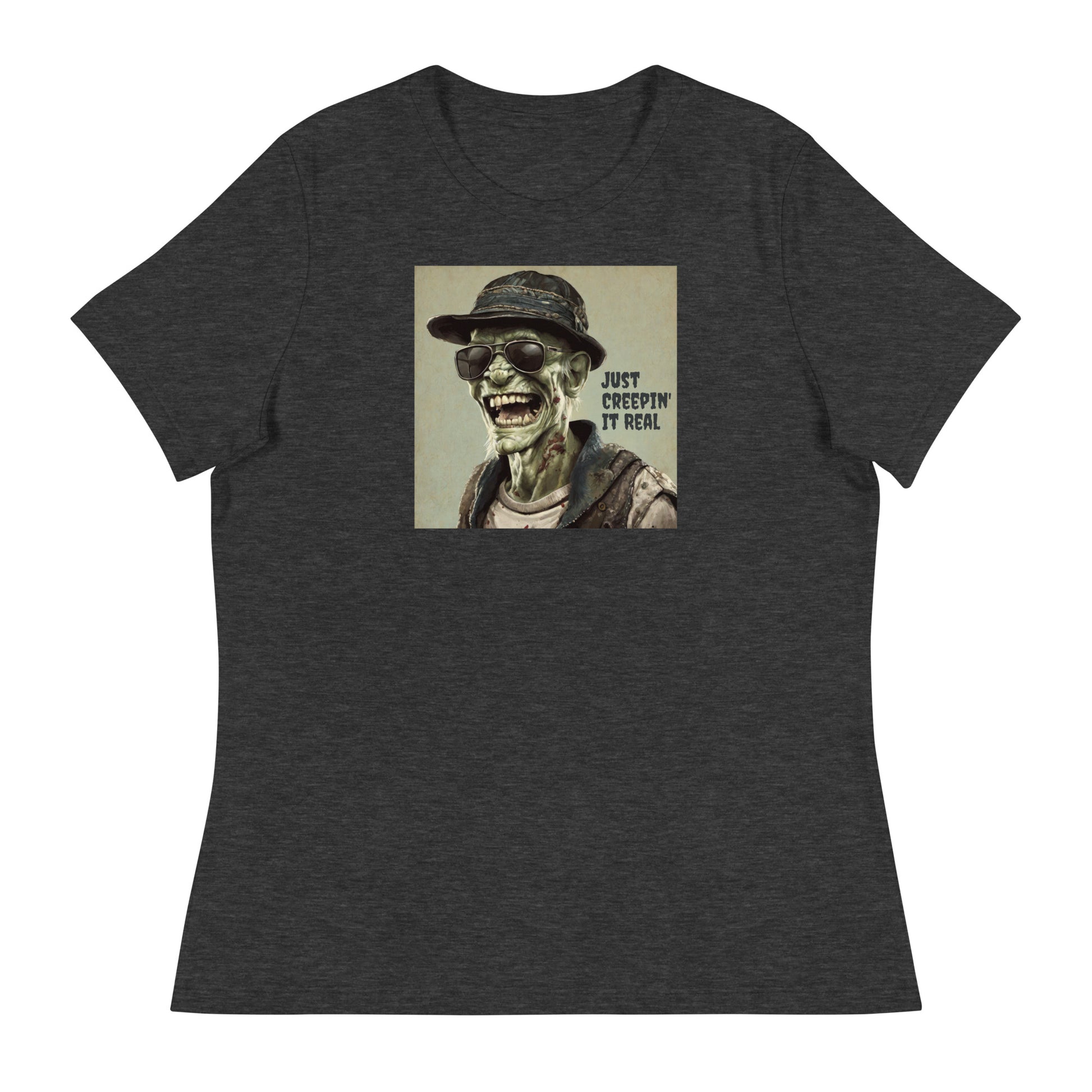 Just Creepin' It Real Women's Zombie T-Shirt for Halloween Dark Grey Heather