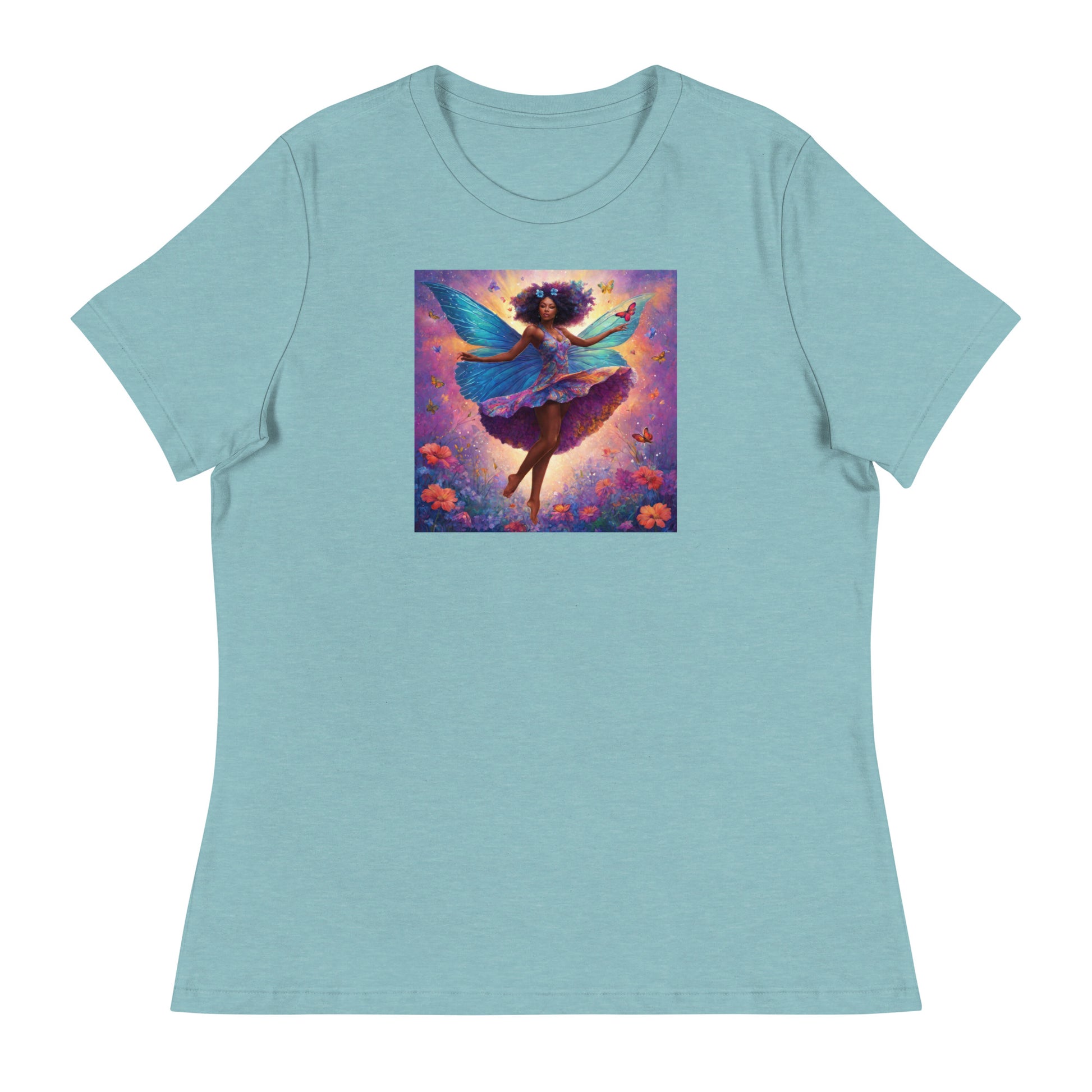 Peaceful Fairy Women's T-Shirt Heather Blue Lagoon