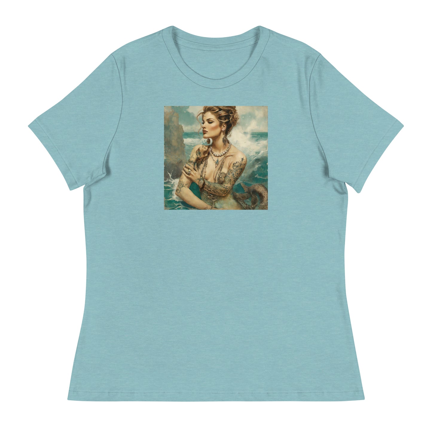 Mermaid with Tattoos Women's T-Shirt Heather Blue Lagoon