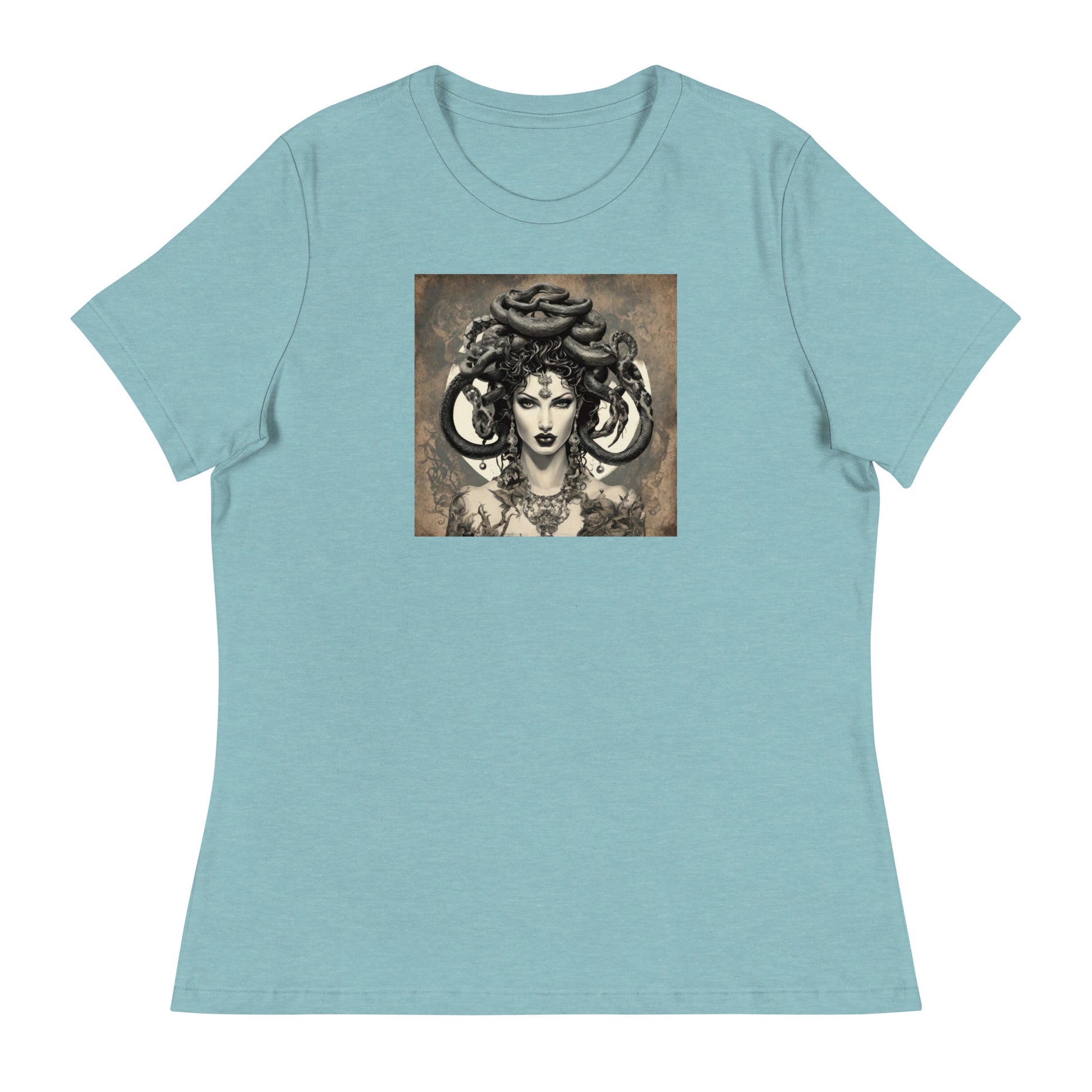 Medusa's Gaze Women's Graphic Tee Heather Blue Lagoon