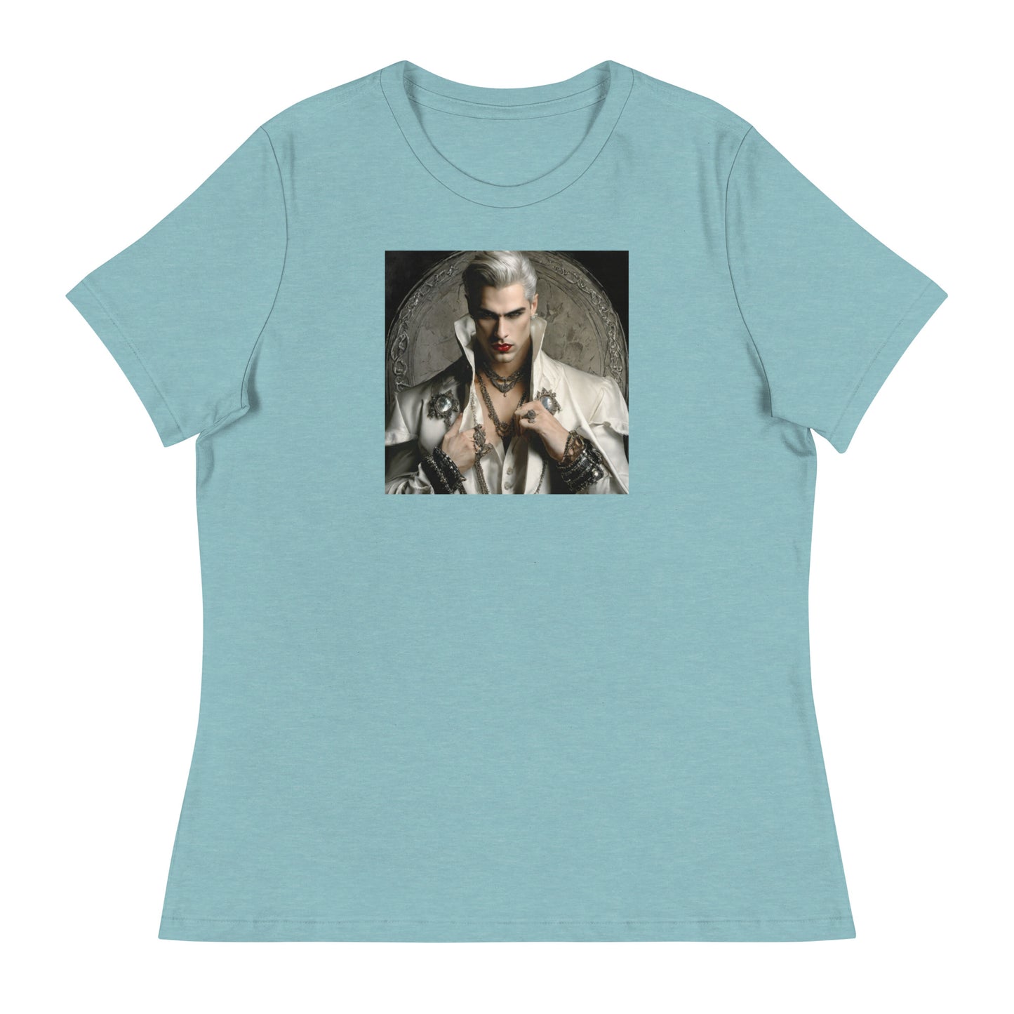 Vampire with Style Women's Graphic Tee Heather Blue Lagoon