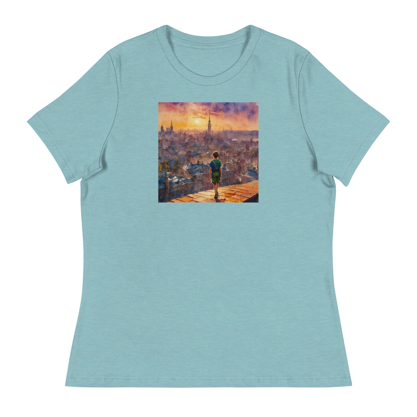 Peter Pan's World Women's T-Shirt Heather Blue Lagoon