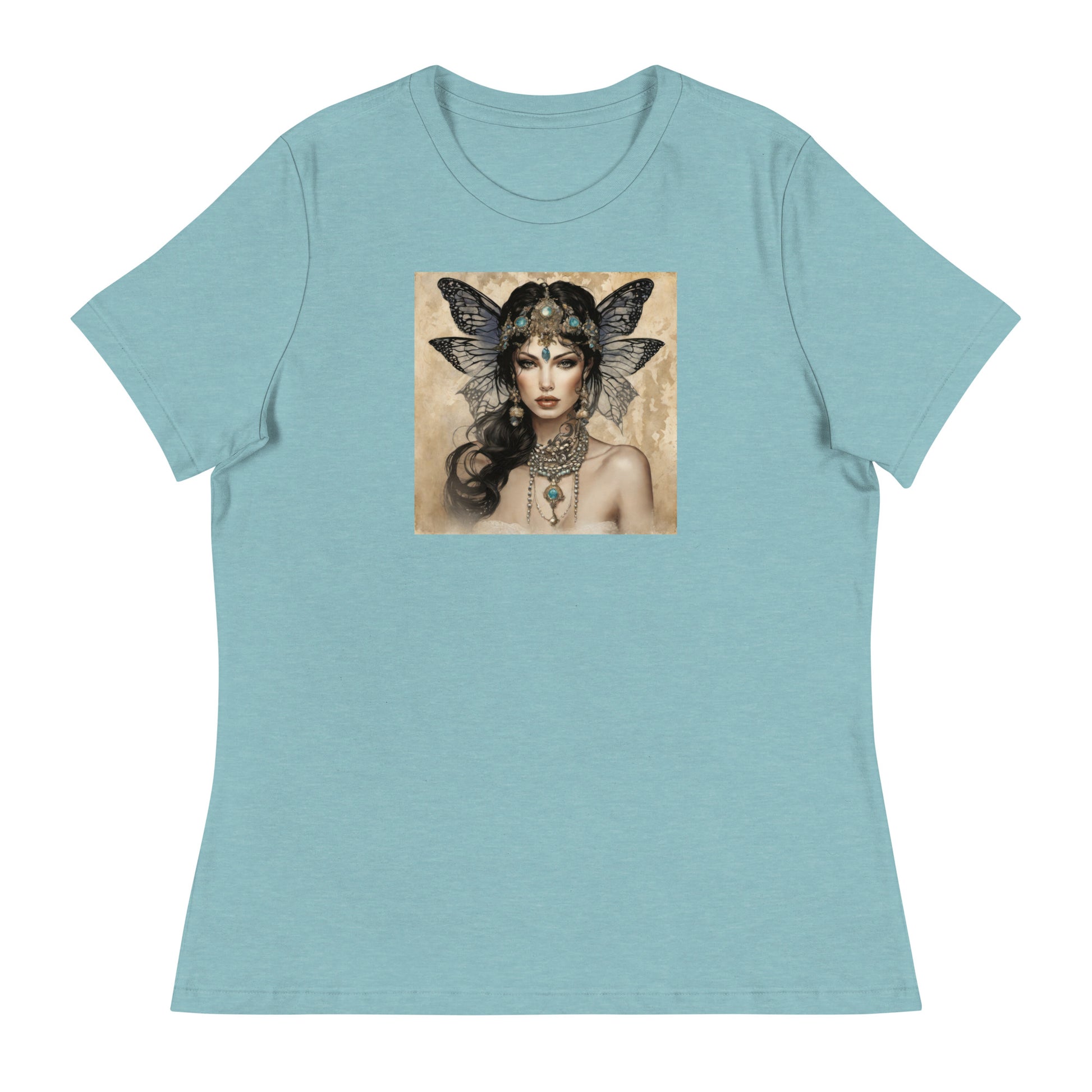 Alluring Fairy Women's Fantasy T-Shirt Heather Blue Lagoon