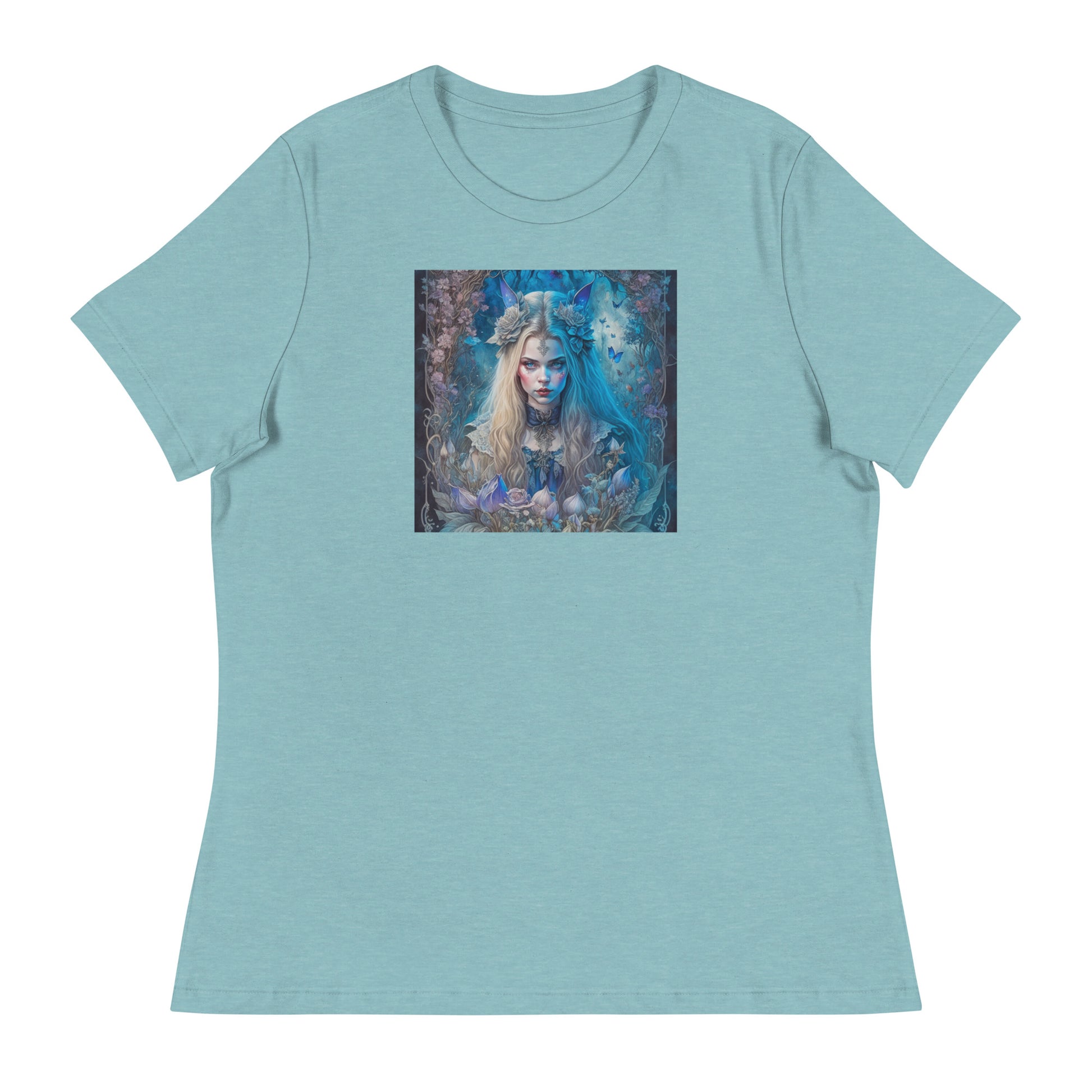 Esoteric Alice in Wonderland Women's T-Shirt Heather Blue Lagoon