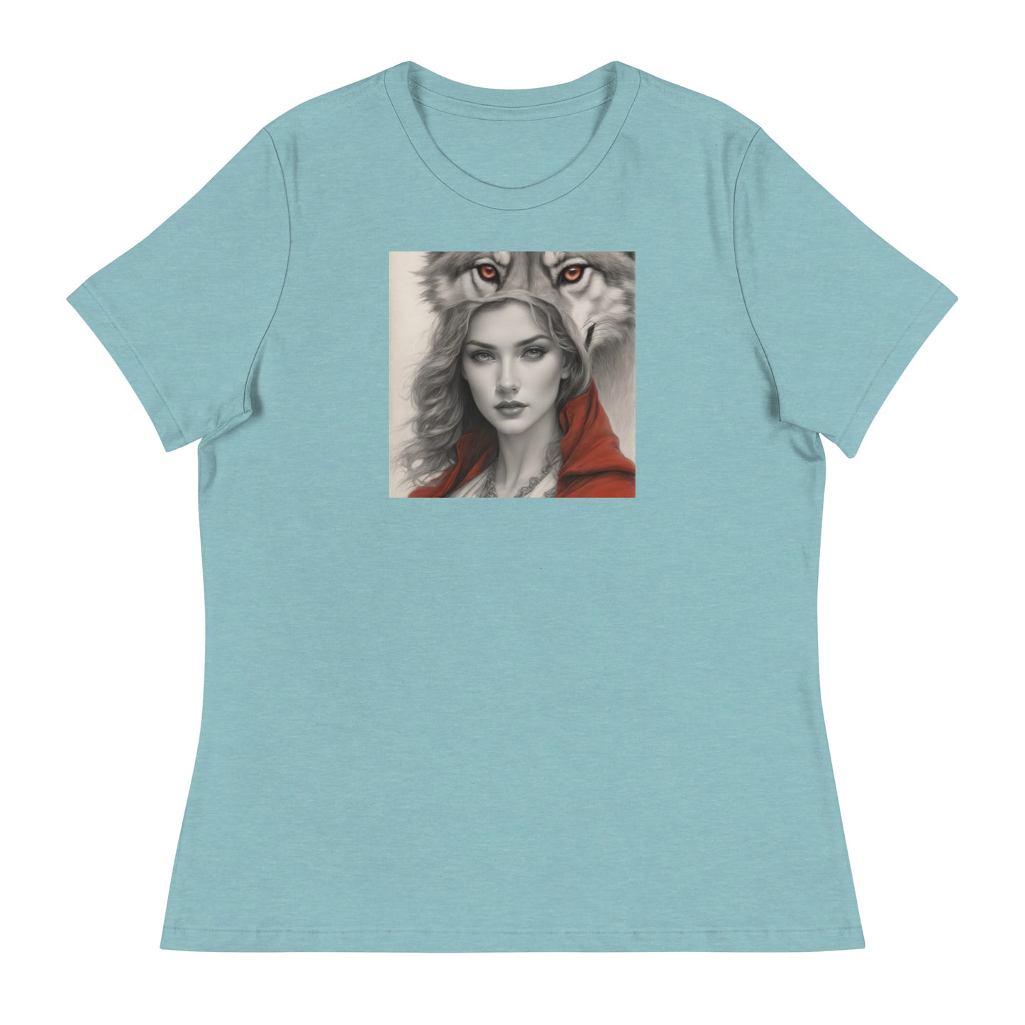 Mystique of the Wolf Women's T-Shirt Heather Blue Lagoon