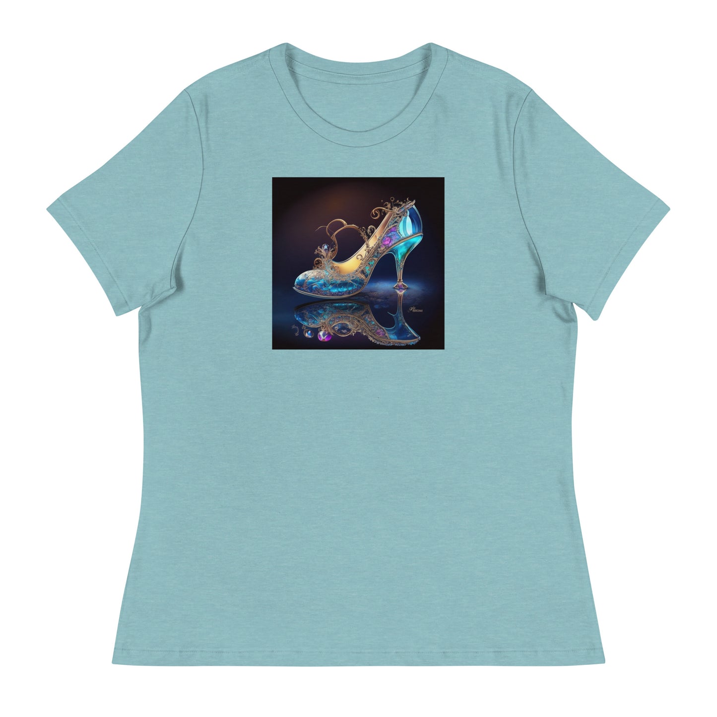 Cinderella's Glass Slipper Women's Fairy Tale T-Shirt Heather Blue Lagoon