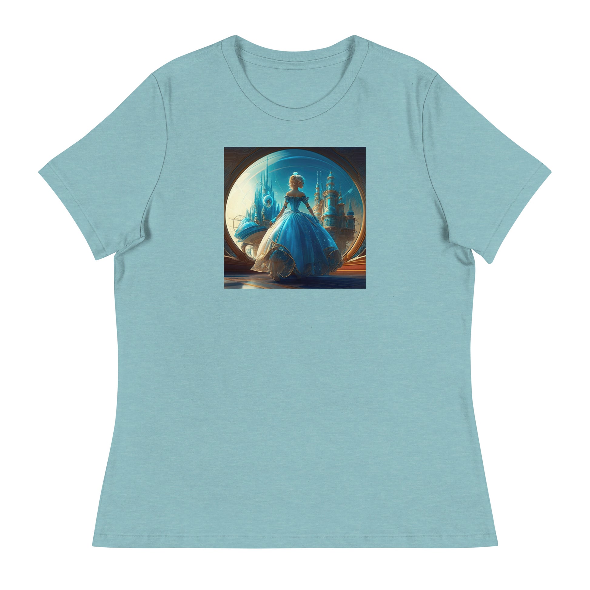 Princess Viewing the City Women's Fairy Tale T-Shirt Heather Blue Lagoon