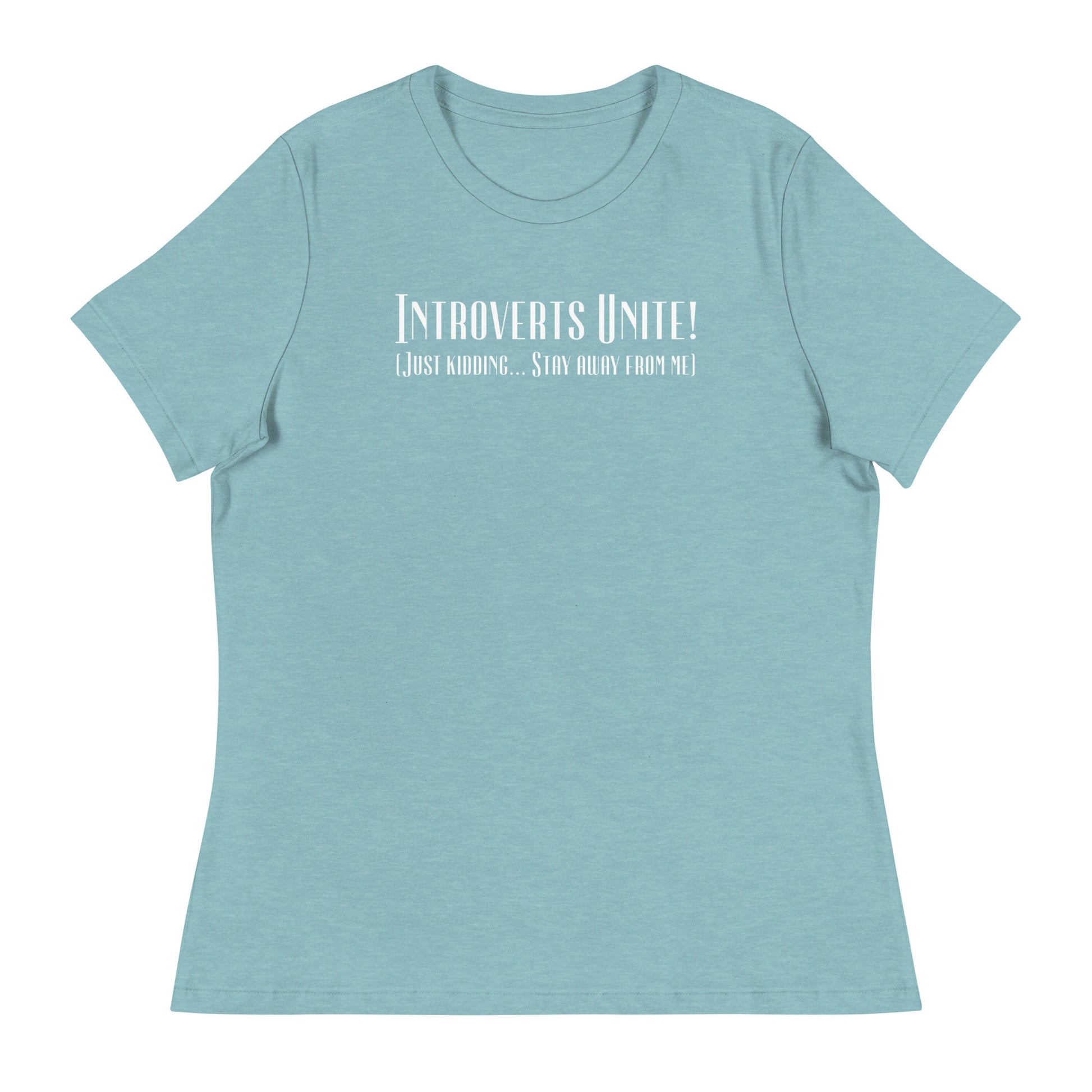 Introverts Unite Women's Funny T-Shirt Heather Blue Lagoon