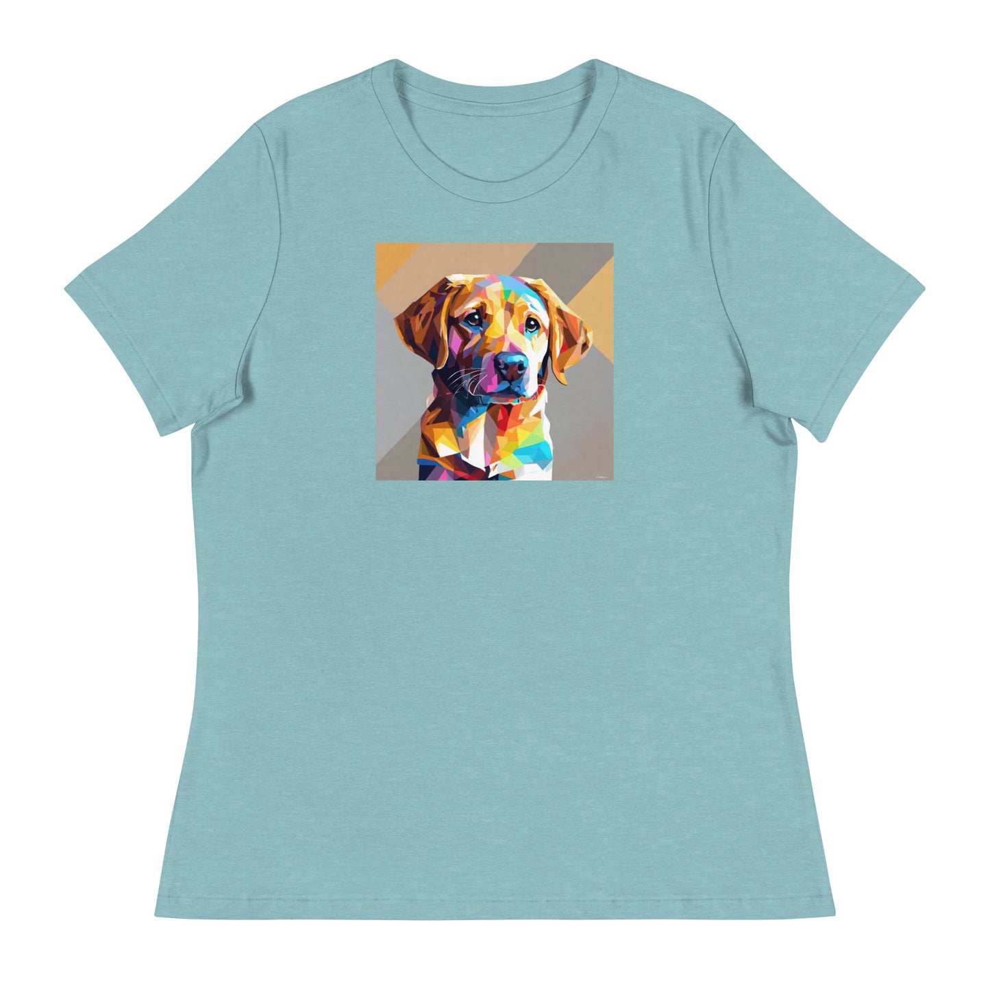 Geometric Golden Lab Women's Animal Lover T-Shirt Heather Blue Lagoon