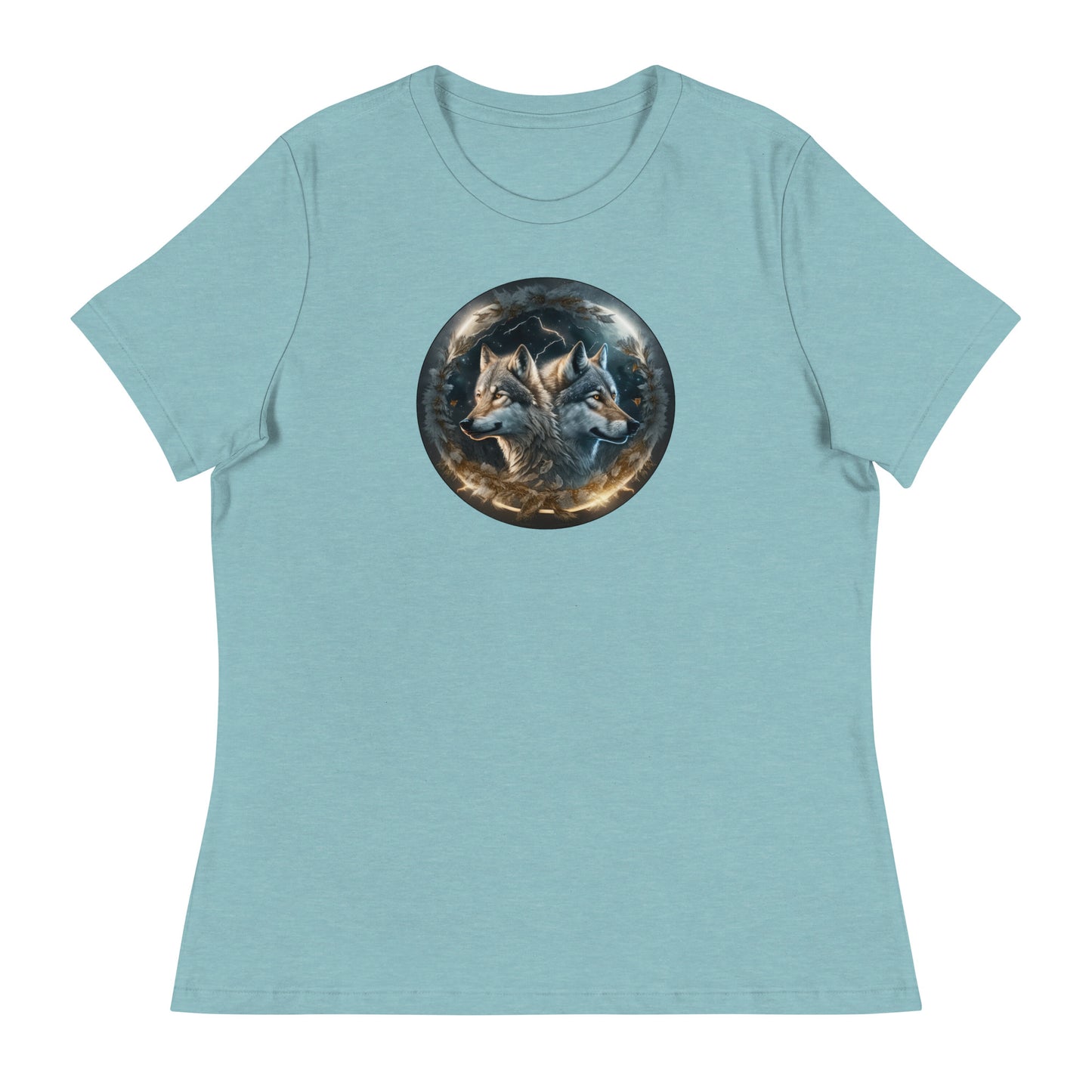 Women's Wolf Spirits T-Shirt Heather Blue Lagoon