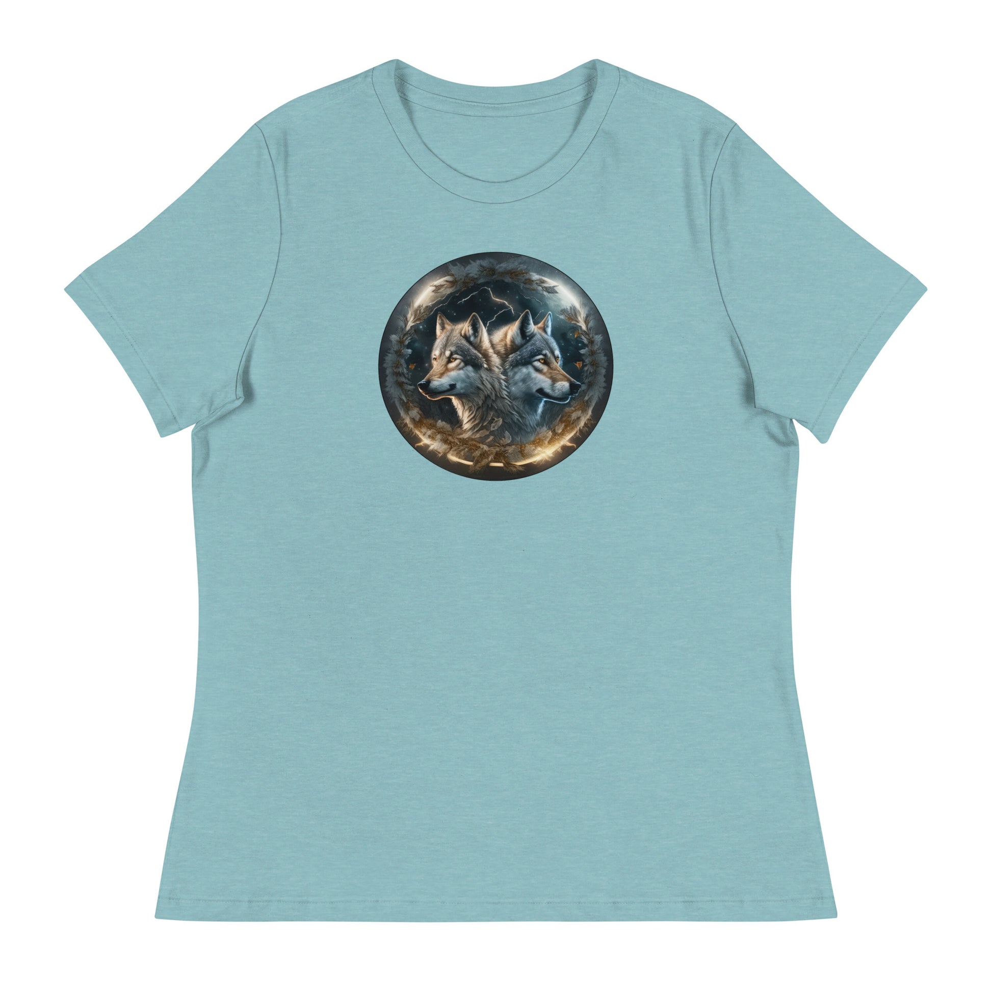 Women's Wolf Spirits T-Shirt Heather Blue Lagoon