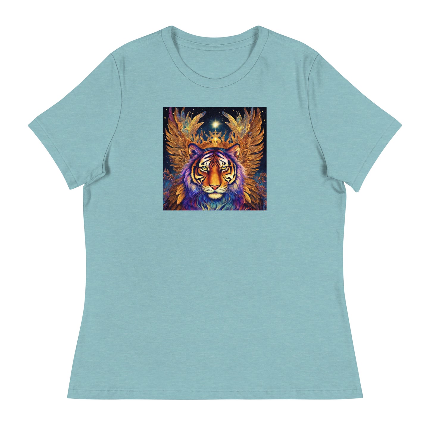 Beautiful Bengal Tiger Women's Animal Lover T-Shirt Heather Blue Lagoon