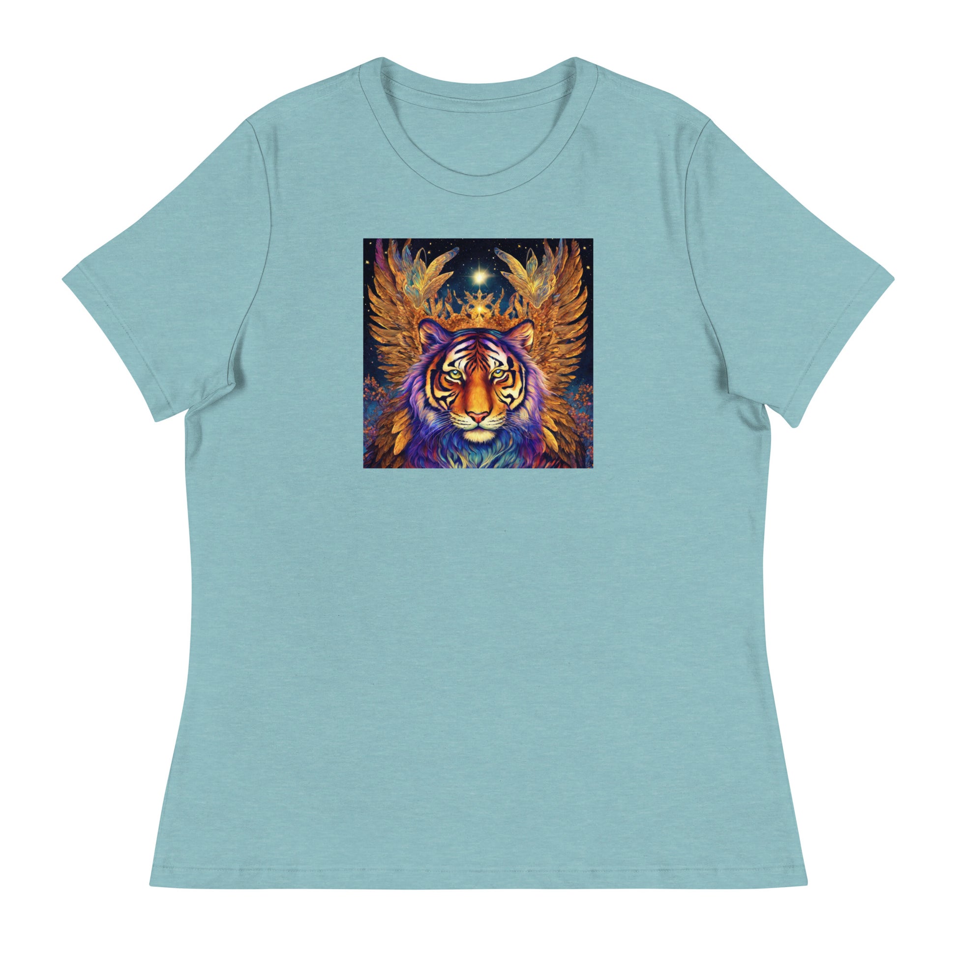 Beautiful Bengal Tiger Women's Animal Lover T-Shirt Heather Blue Lagoon