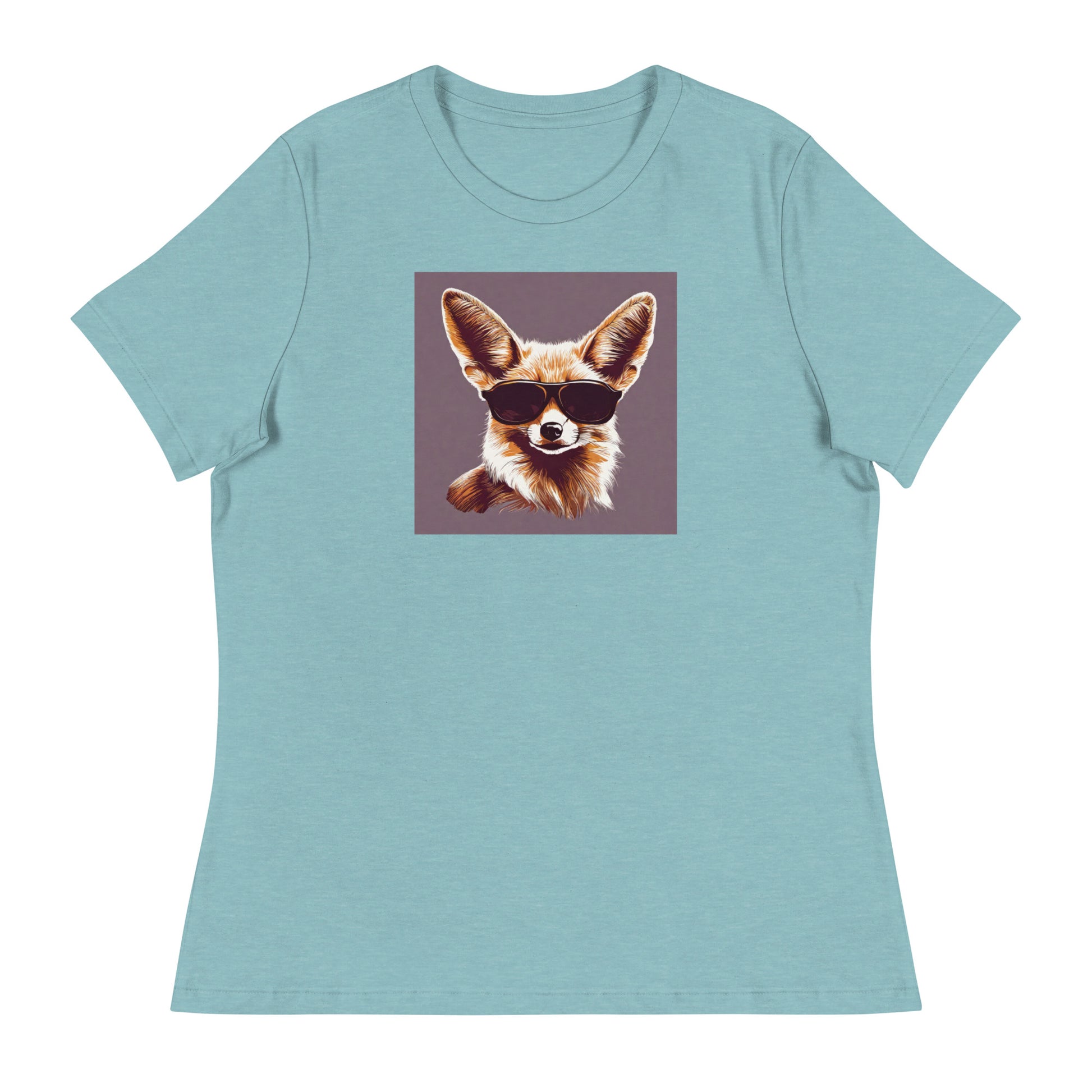 Fennec Fox in Shades Women's Animal Lover T-Shirt Heather Blue Lagoon