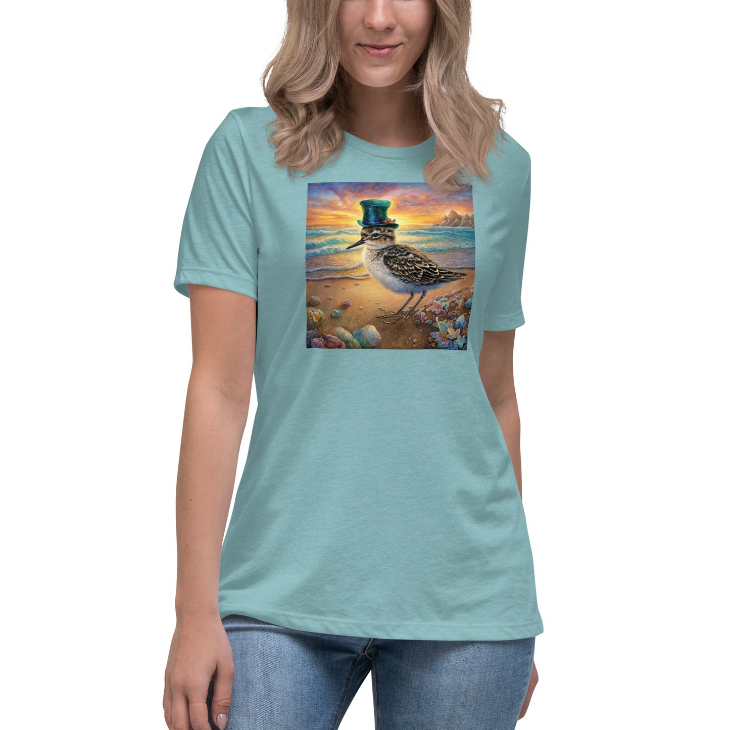 Sandpiper in Top Hat Women's Beach T-Shirt