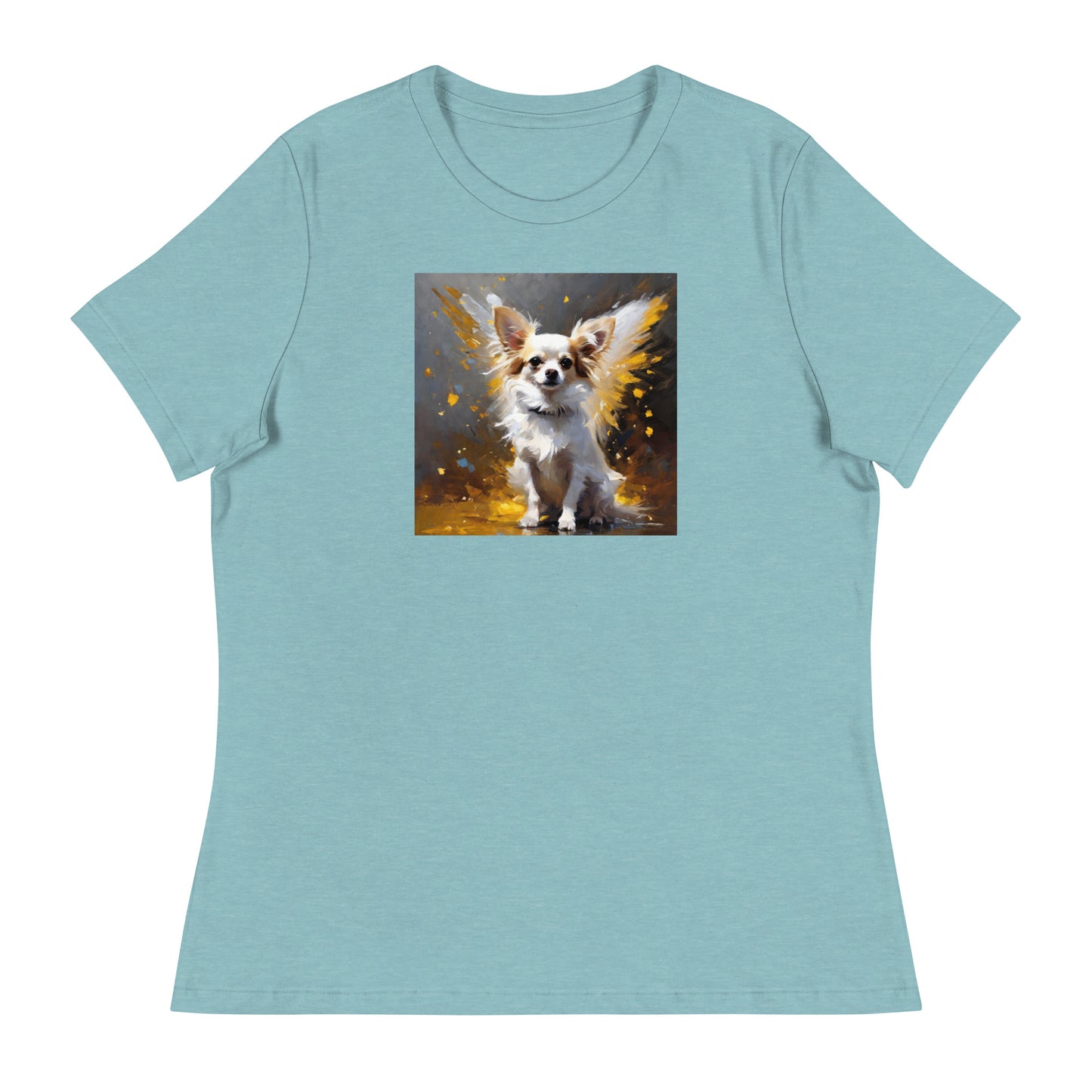 Angel Chihuahua Women's Dog Lover T-Shirt Heather Blue Lagoon