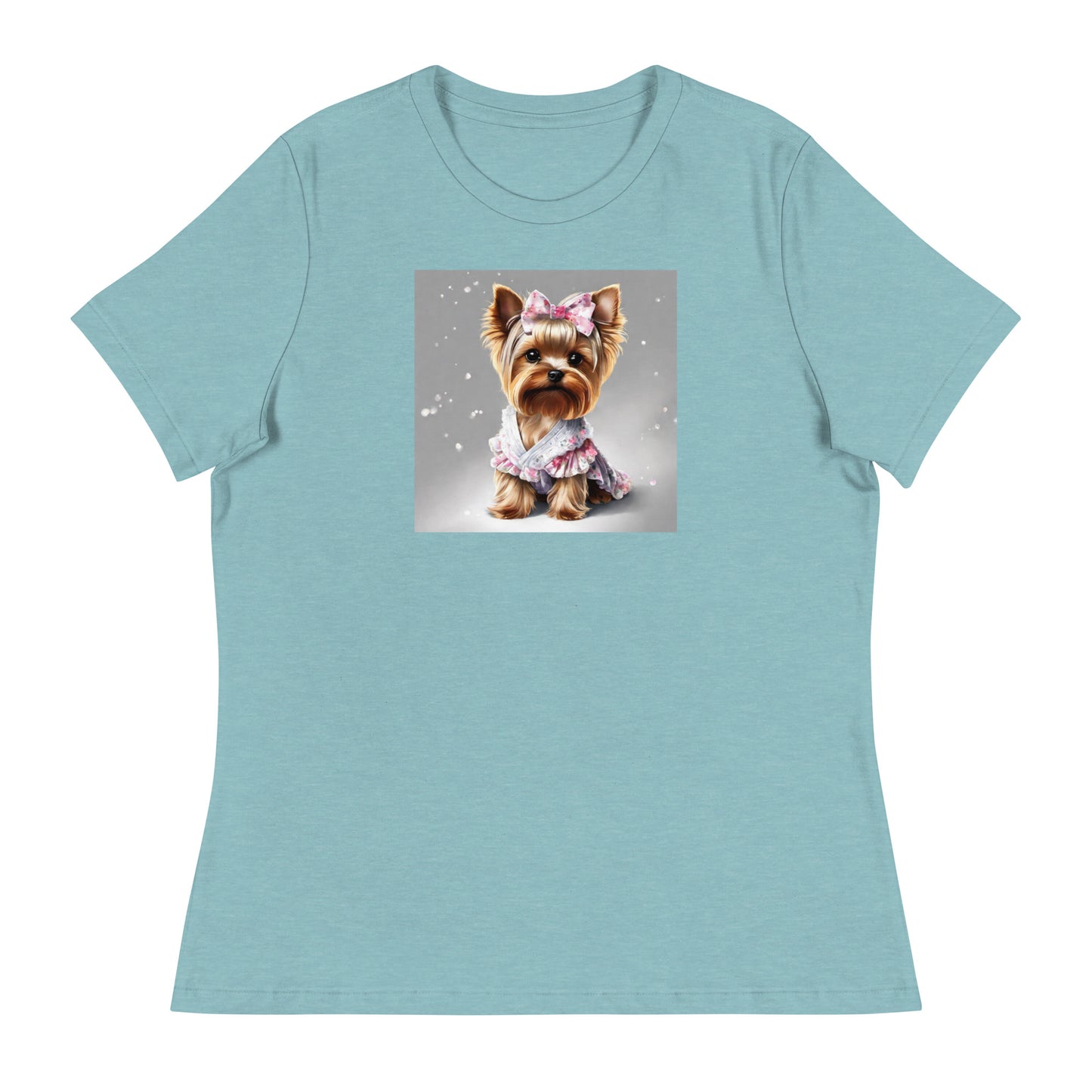 Yorkie Princess Women's Dog Lover T-Shirt Heather Blue Lagoon