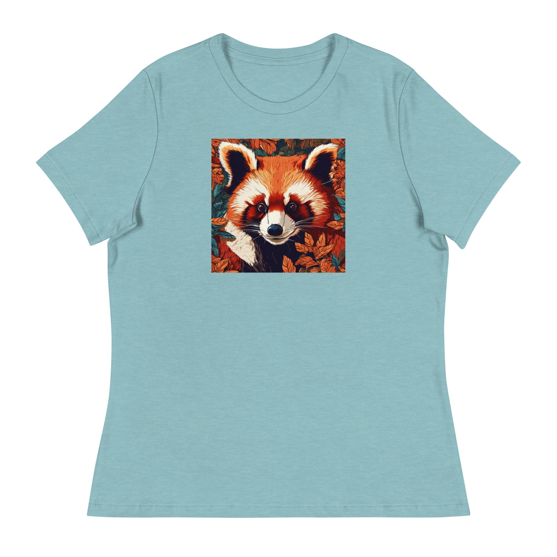 Red Panda Women's Animal Lover T-Shirt Heather Blue Lagoon