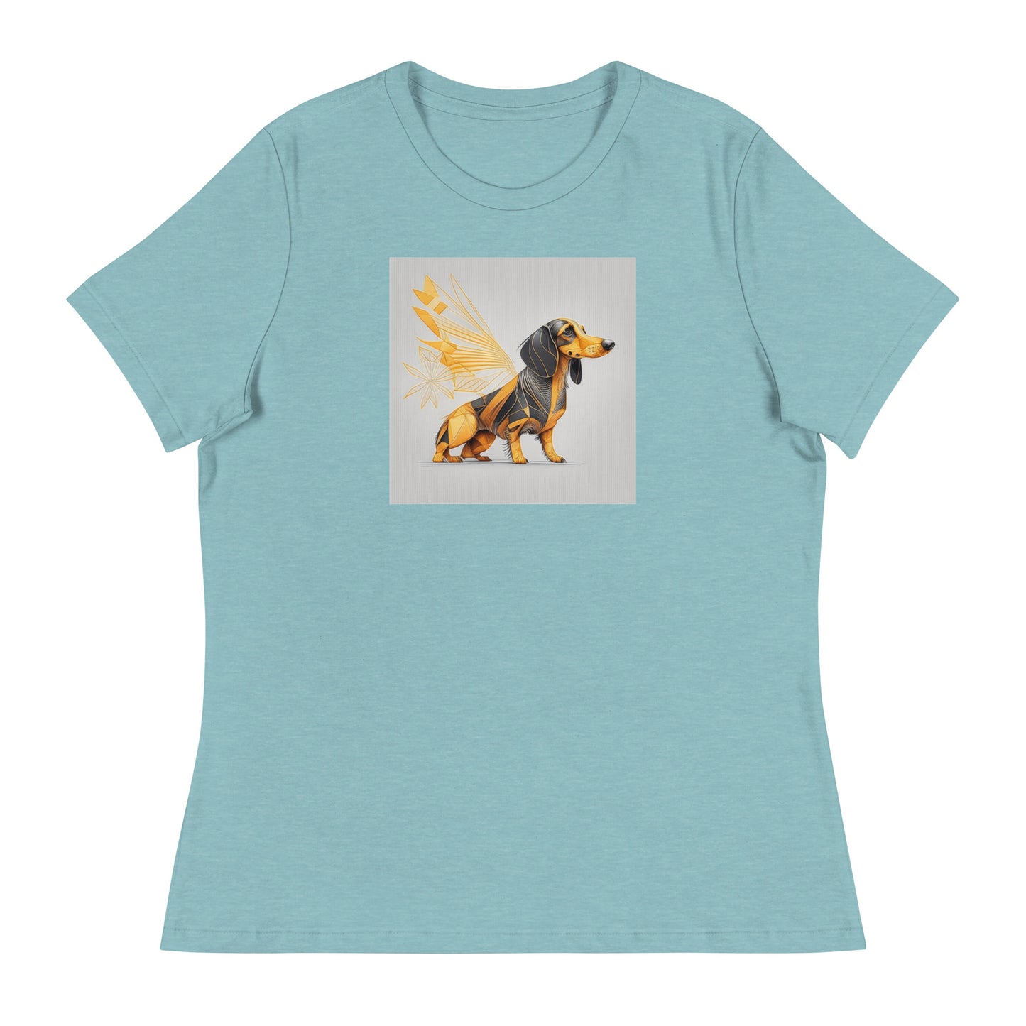 Dachshund with Wings Women's Dog Lover T-Shirt Heather Blue Lagoon