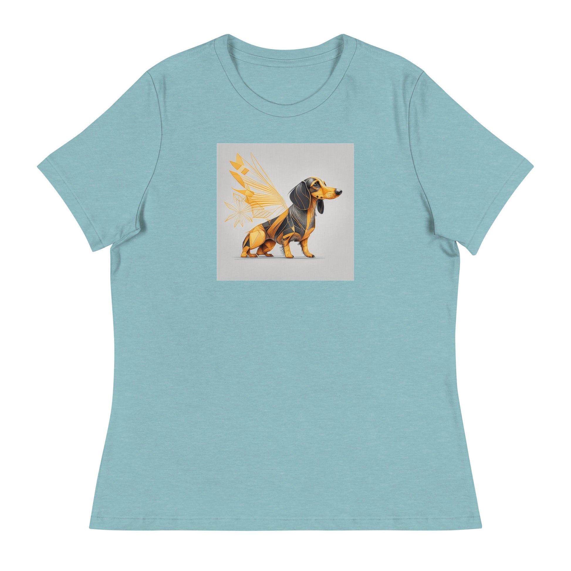 Dachshund with Wings Women's Dog Lover T-Shirt Heather Blue Lagoon