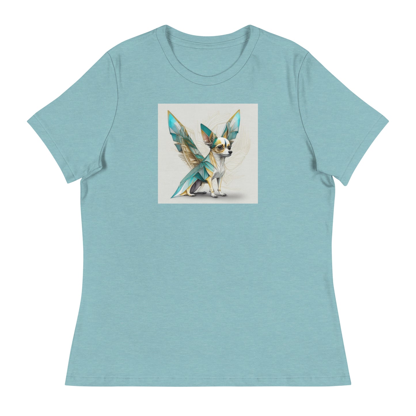 Chihuahua with Wings Women's Dog Lover T-Shirt Heather Blue Lagoon